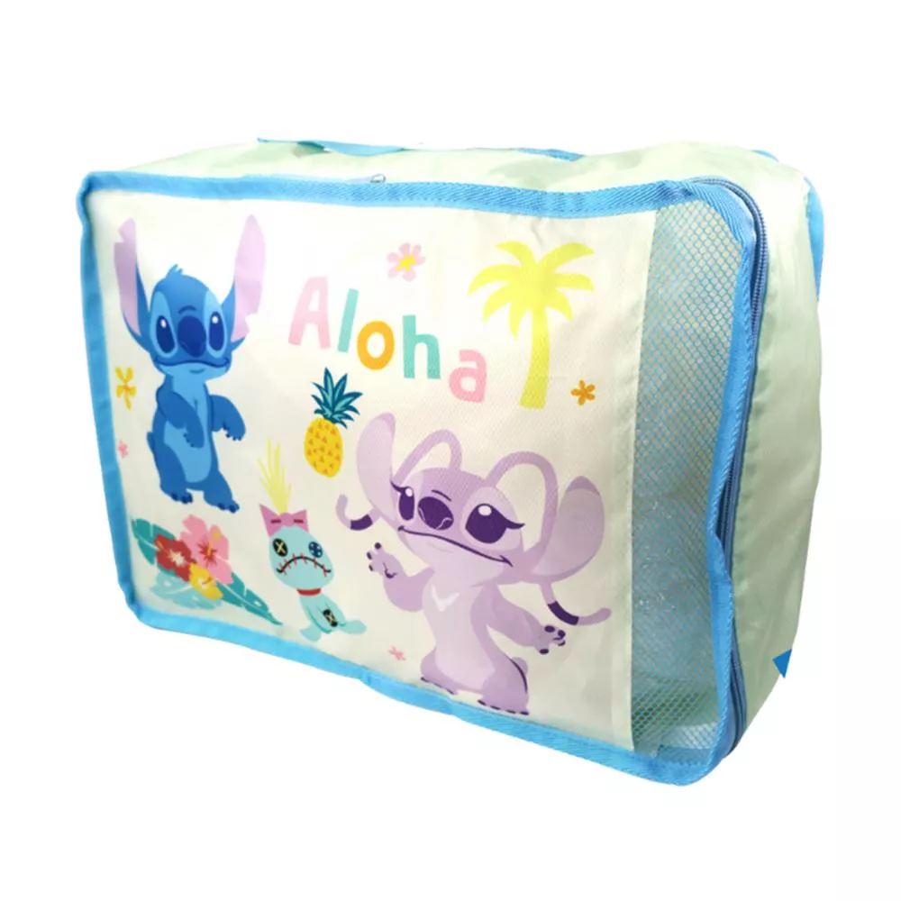 EverWin 迪士尼正版授權_史迪奇+安琪旅行收納袋 (藍)  L