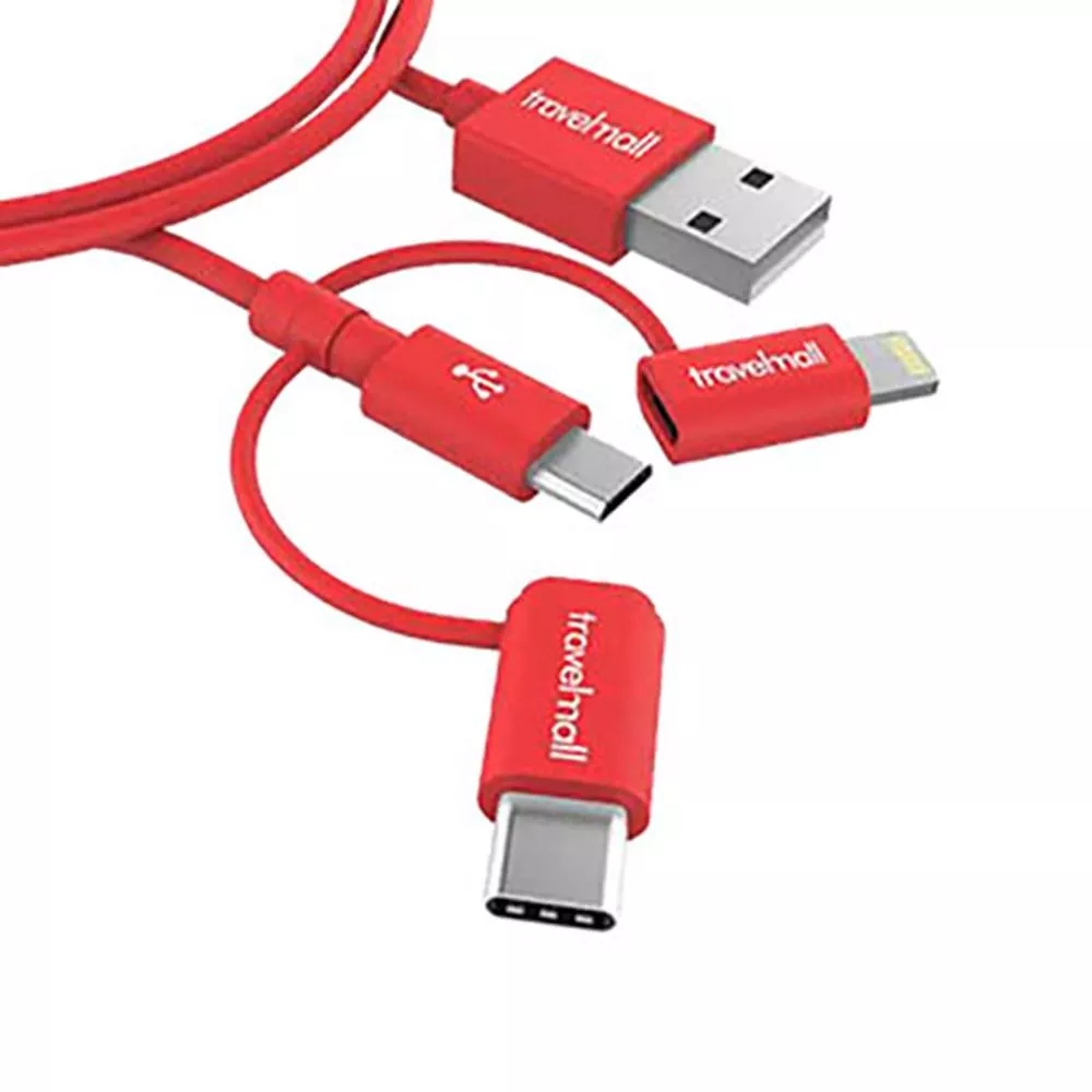 Travelmall 3in1 數據傳輸/快充線 -Lightning, Micro-USB &amp; USB-C 3IN1 cable-紅