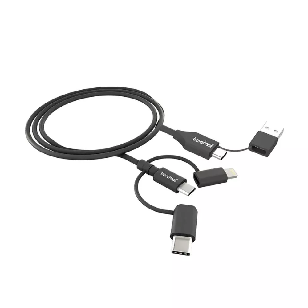 Travelmall 5IN1 Type-C / USB-A 1M 數據/快充線-Lightning, Micro-USB &amp; USB-C cable-黑