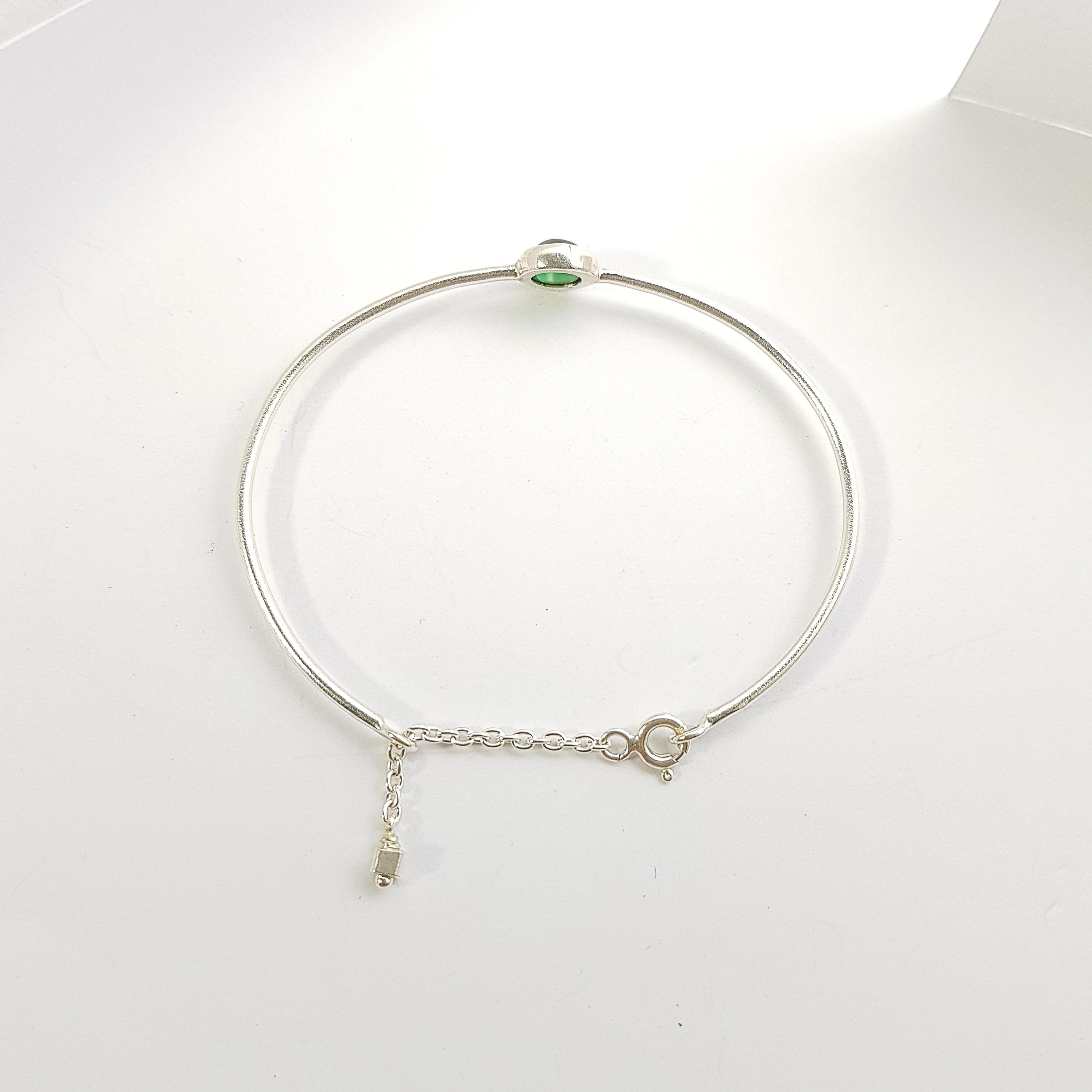 原點-勇氣綠瑪瑙999純銀手環 5月誕生幸運石 / Green Agate