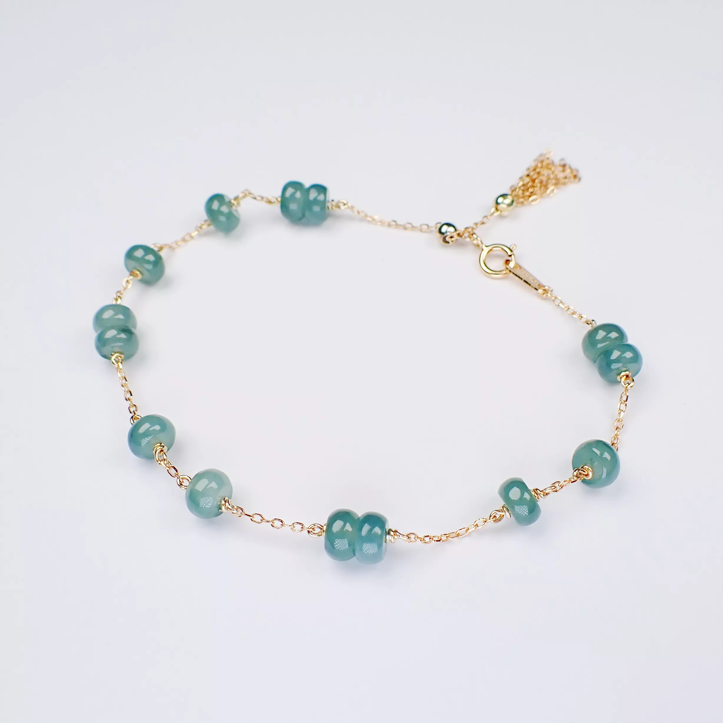 天然緬甸玉純銀包18k可調式手鍊