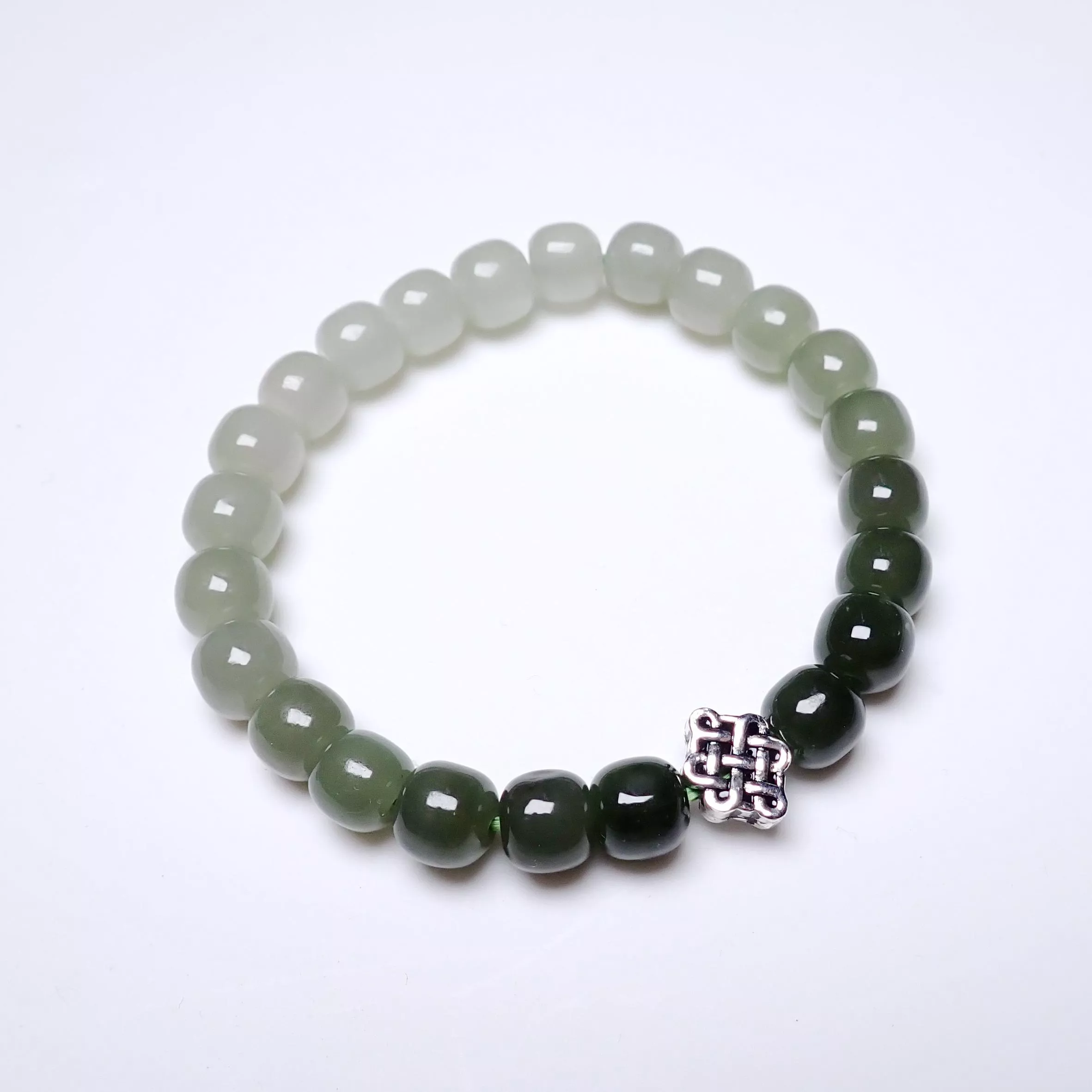 和田玉 漸層色鼓型珠 7x8mm手珠(可選擇銀珠)