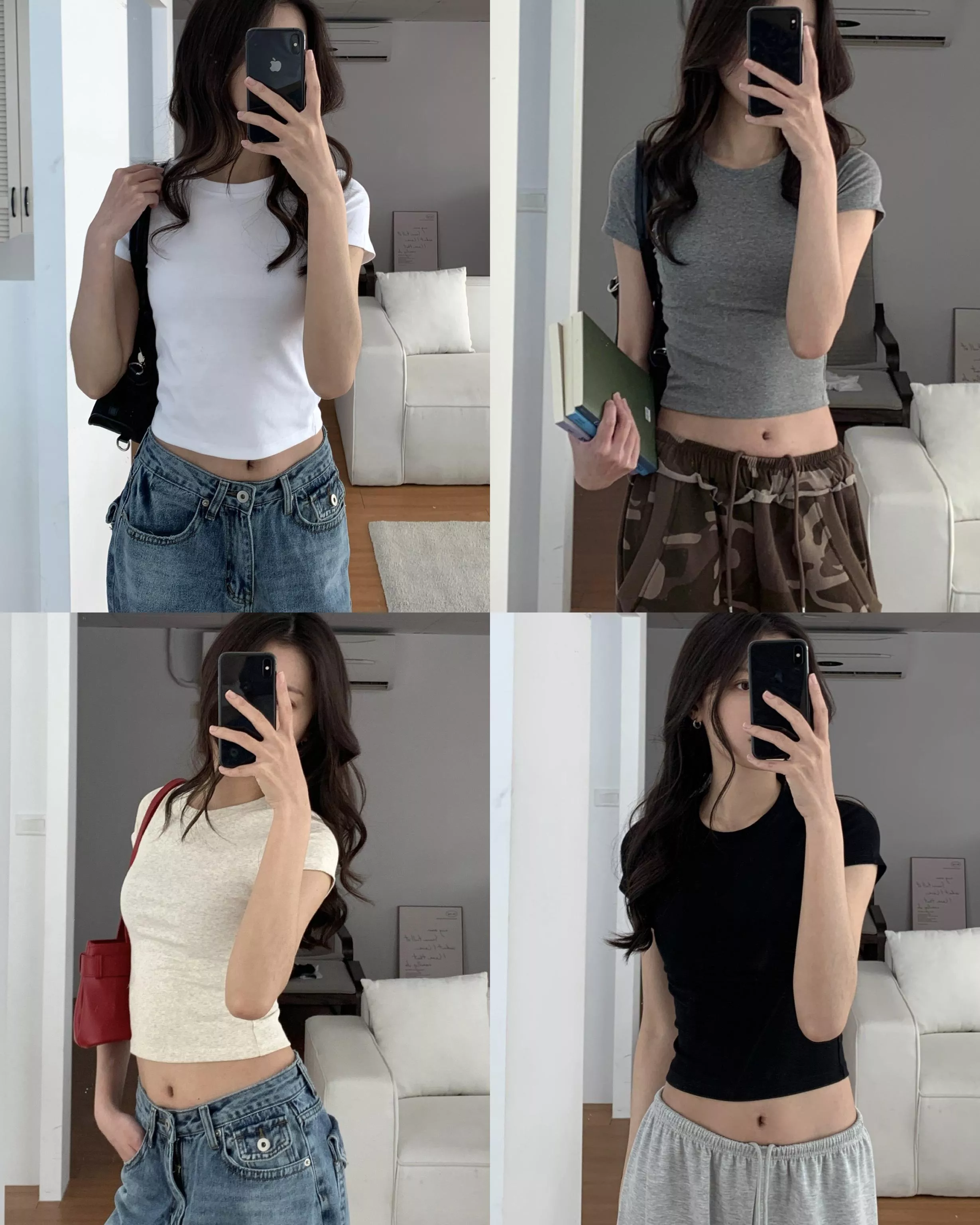 基本款彈力短版tee(white/black/beige/grey)(S/M/L)