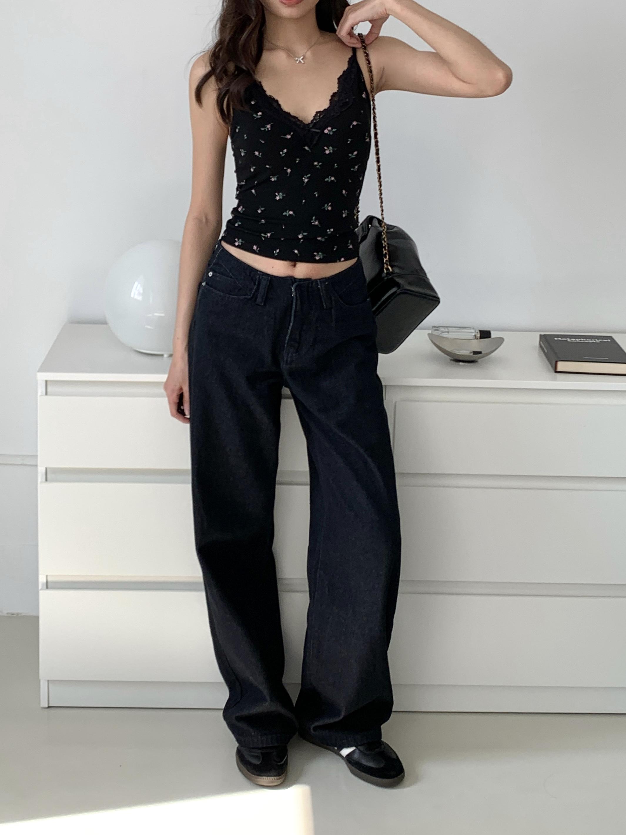 甜辣碎花蕾絲v領bra top(black)(S/M)