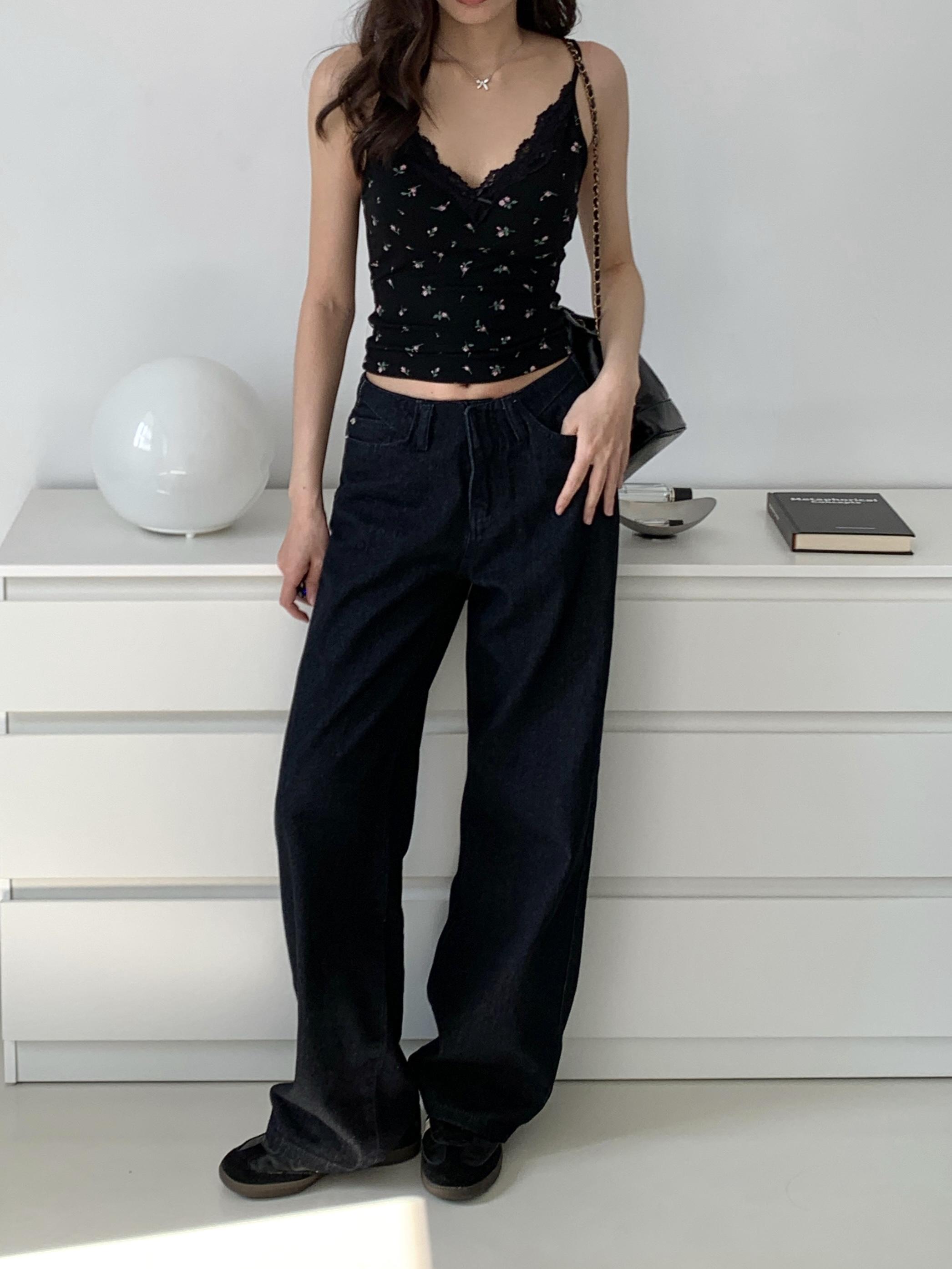 甜辣碎花蕾絲v領bra top(black)(S/M)