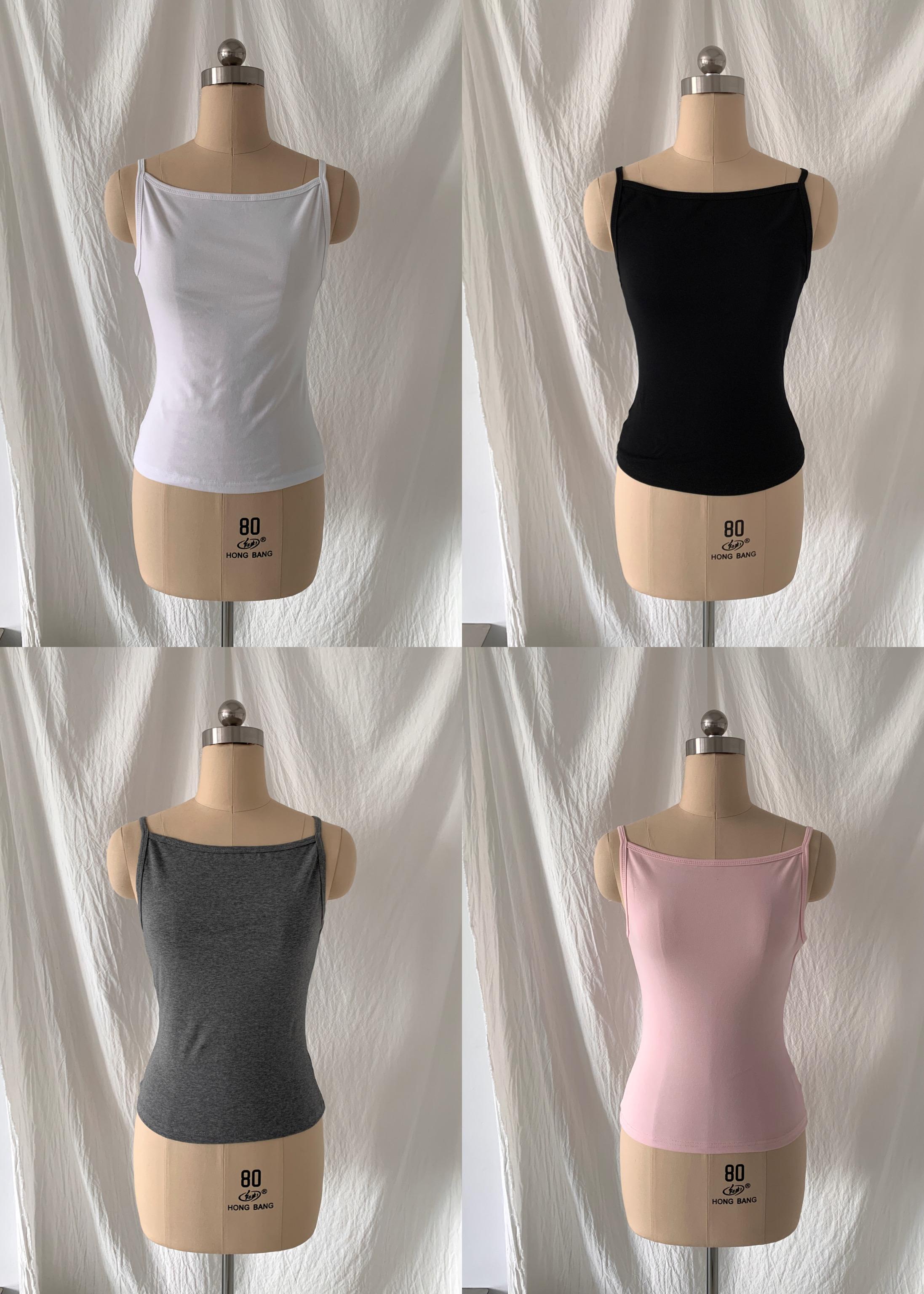 基本一字領吊帶背心(white/black/grey/pink)(F)