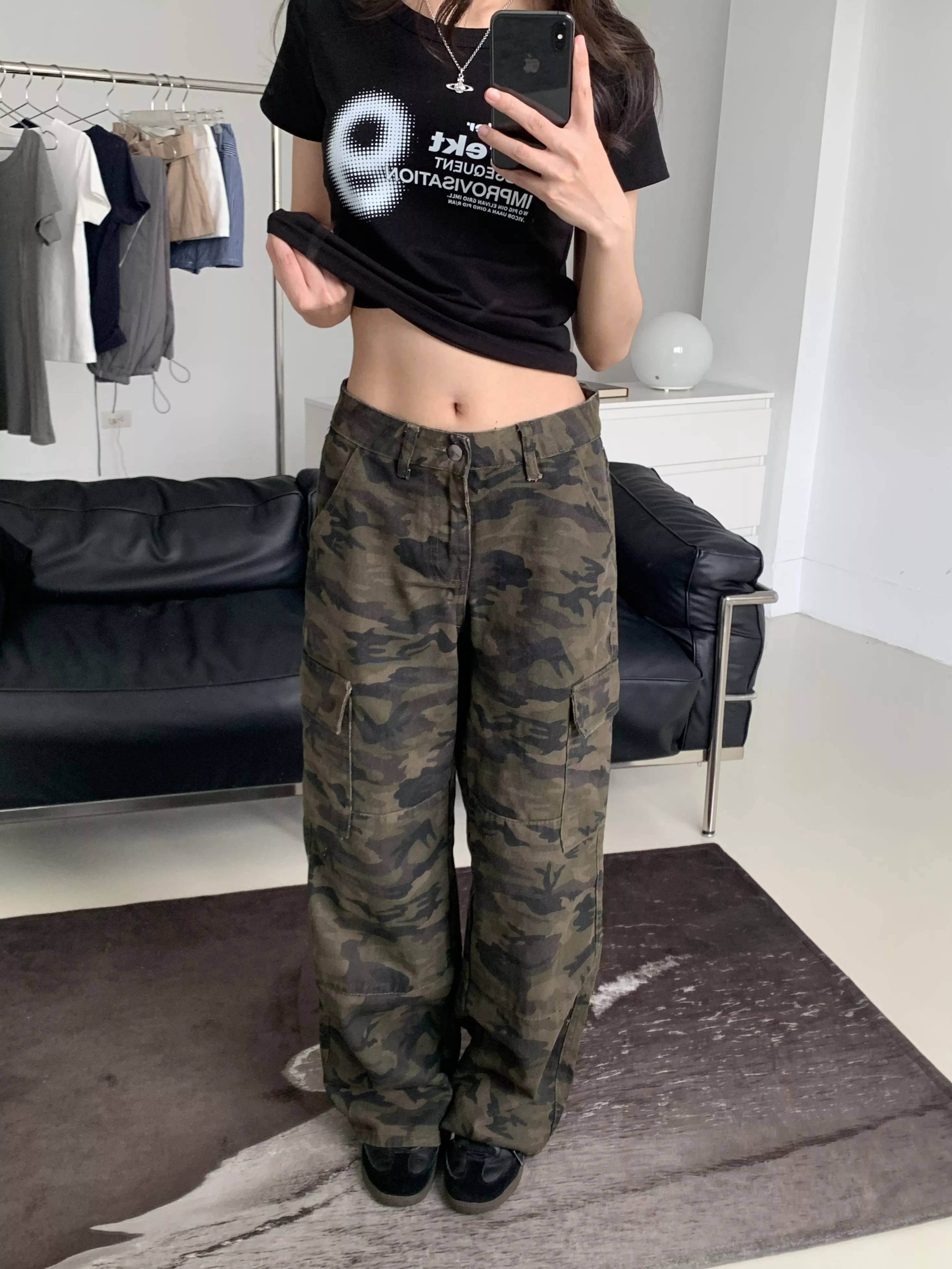 工裝迷彩直筒牛仔褲(S/M/L)