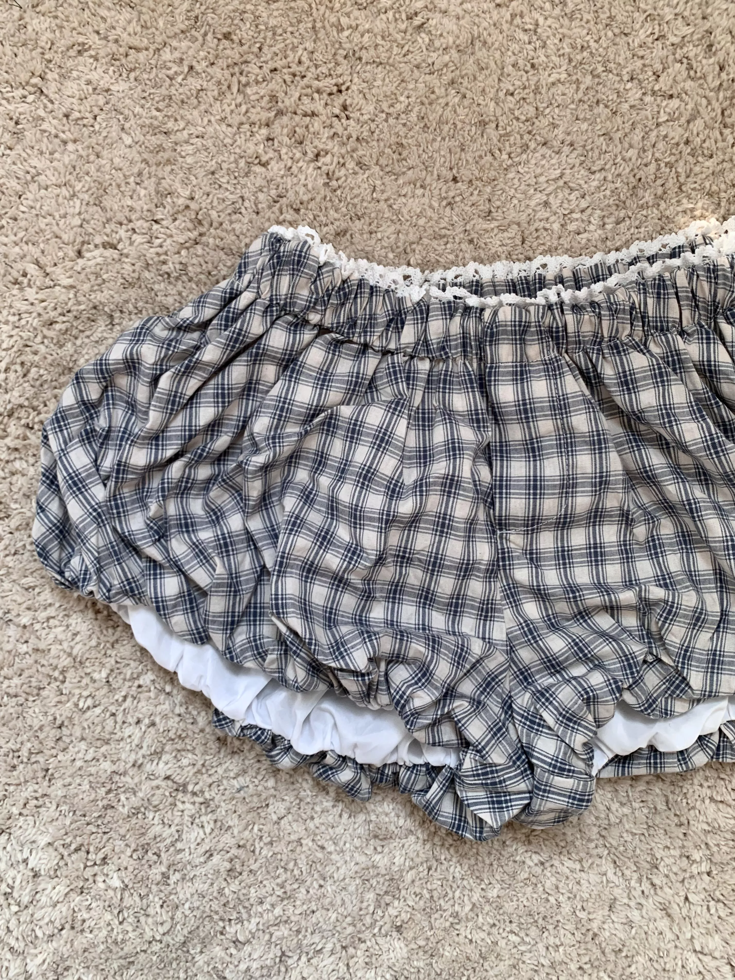 復古格紋燈籠褲(blue)(S/M)