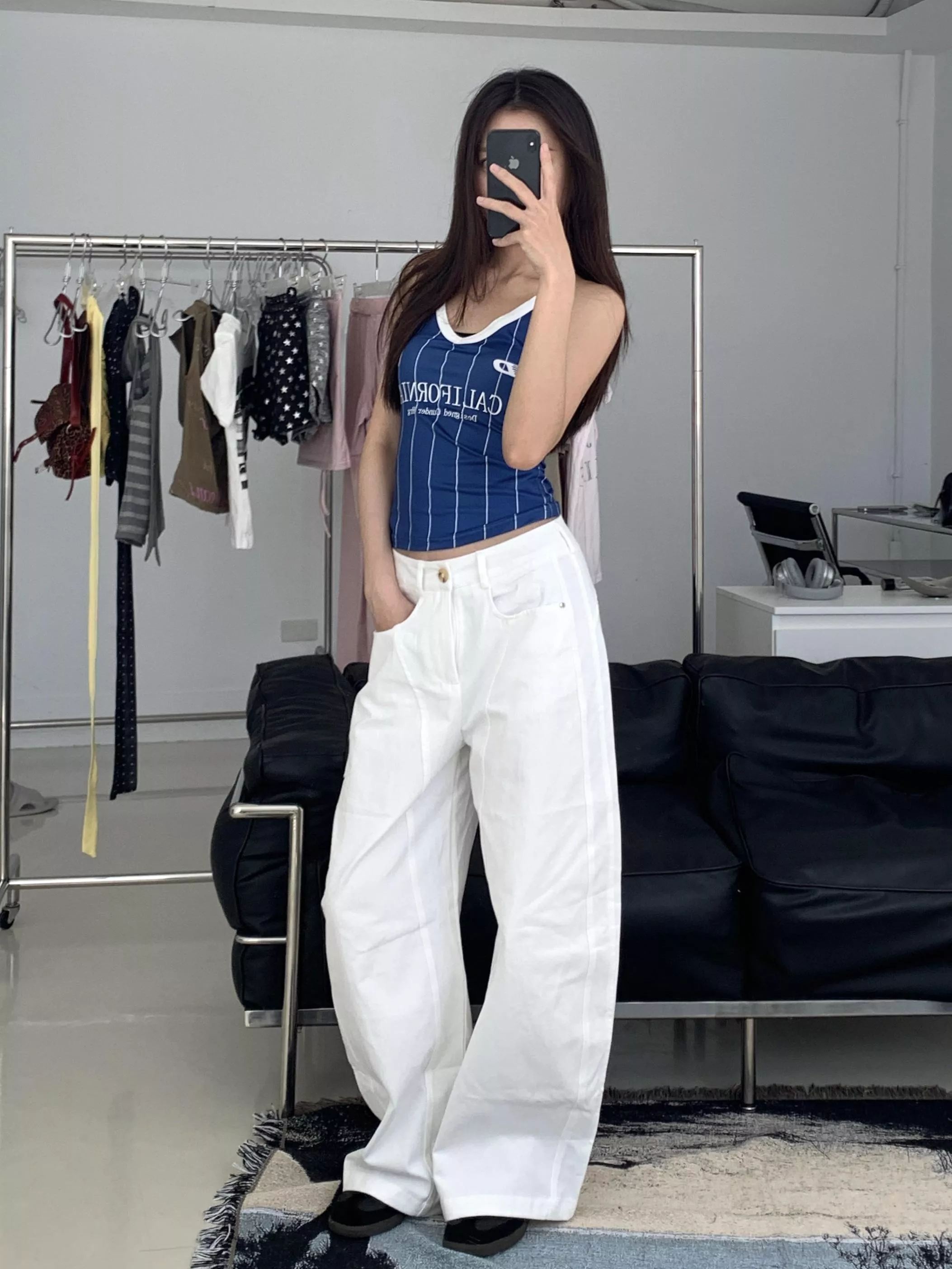 百搭款簡約休閒彎刀褲(white)(S/M/L)