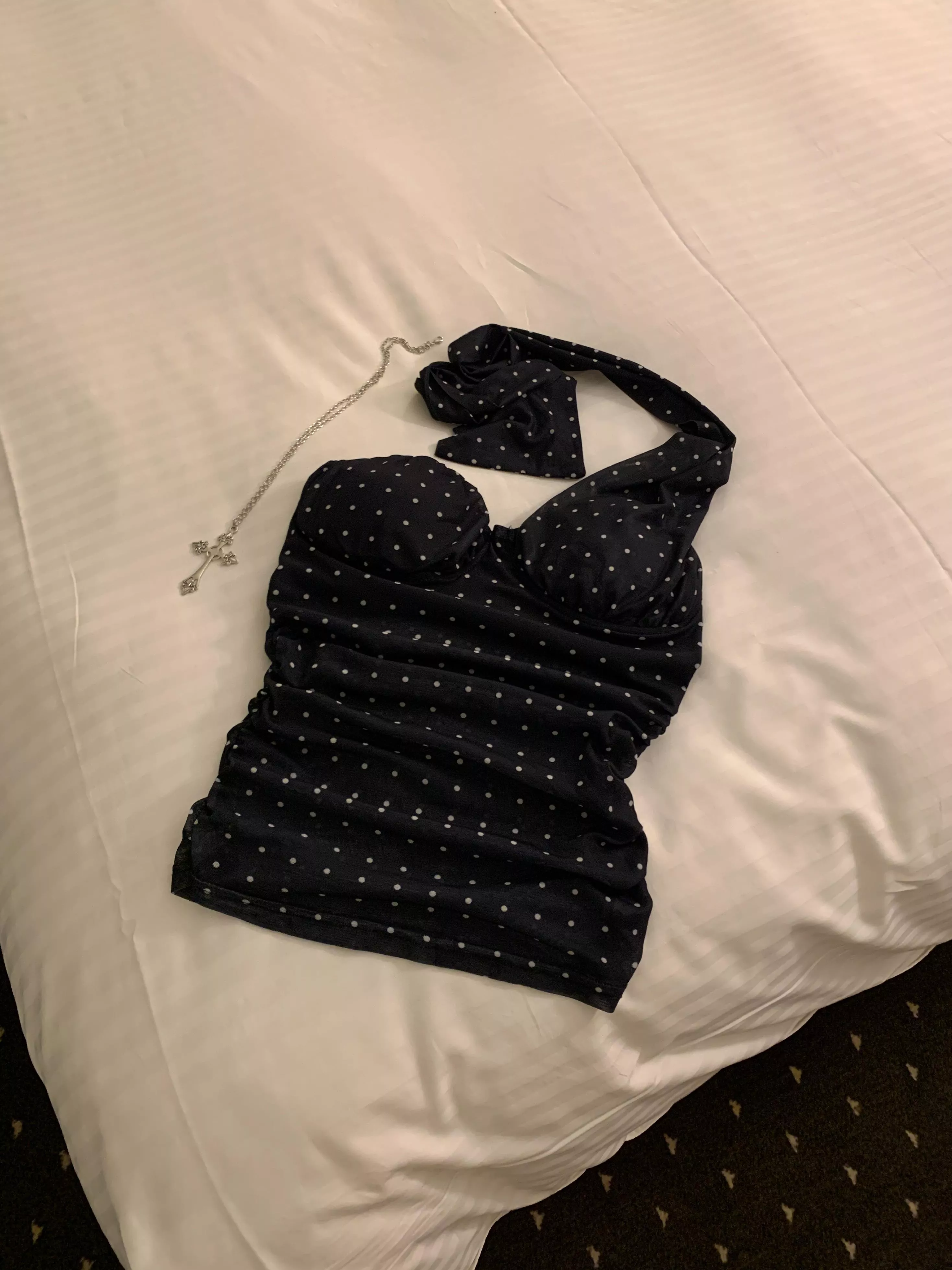 甜辣波點一件式繞脖上衣(black)(S/M)