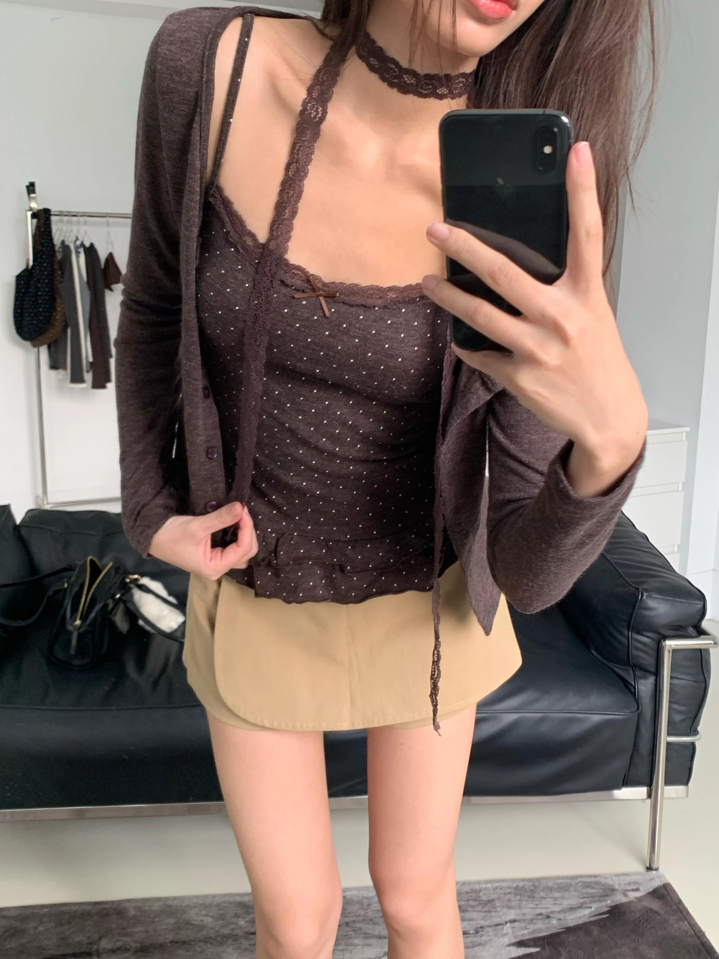 卡其設計感皮帶A字褲裙(khaki)(S/M/L)