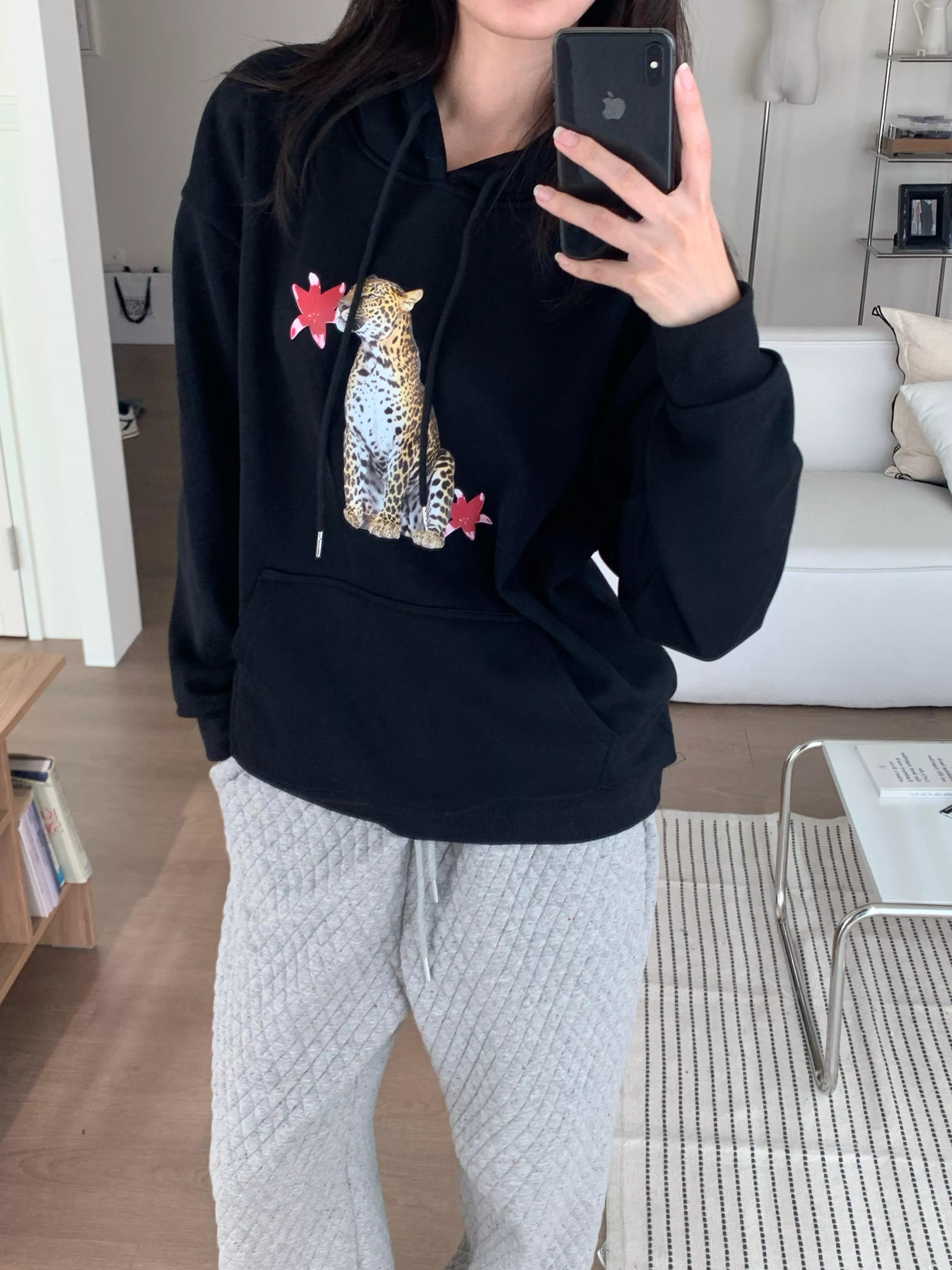 好運豹刷毛帽tee(black)(M/L/XL)