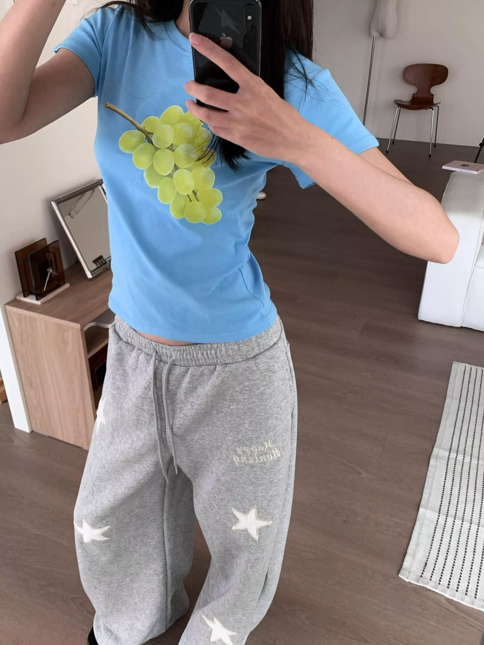 綠葡萄crop top(blue)(S/M/L)