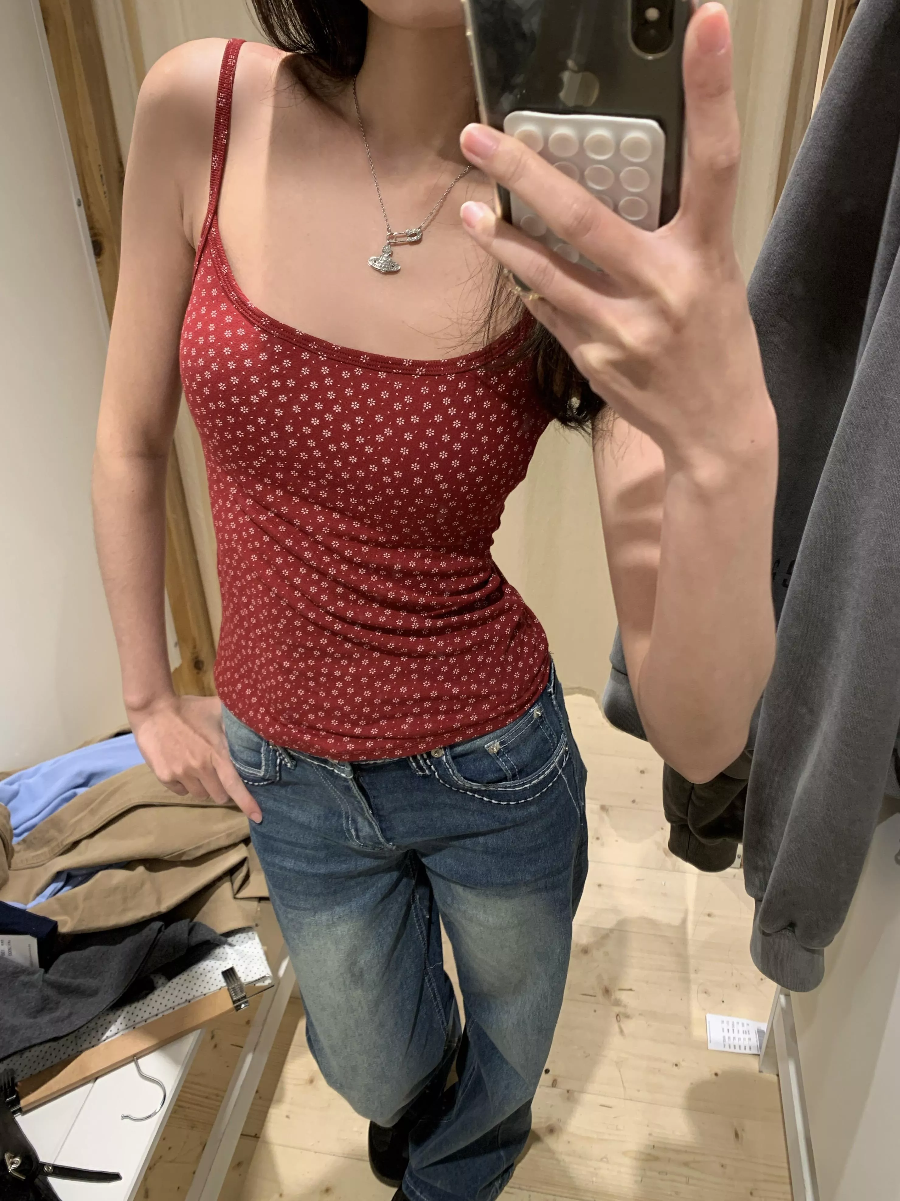 wild baby碎花平口bra top(red)(F)