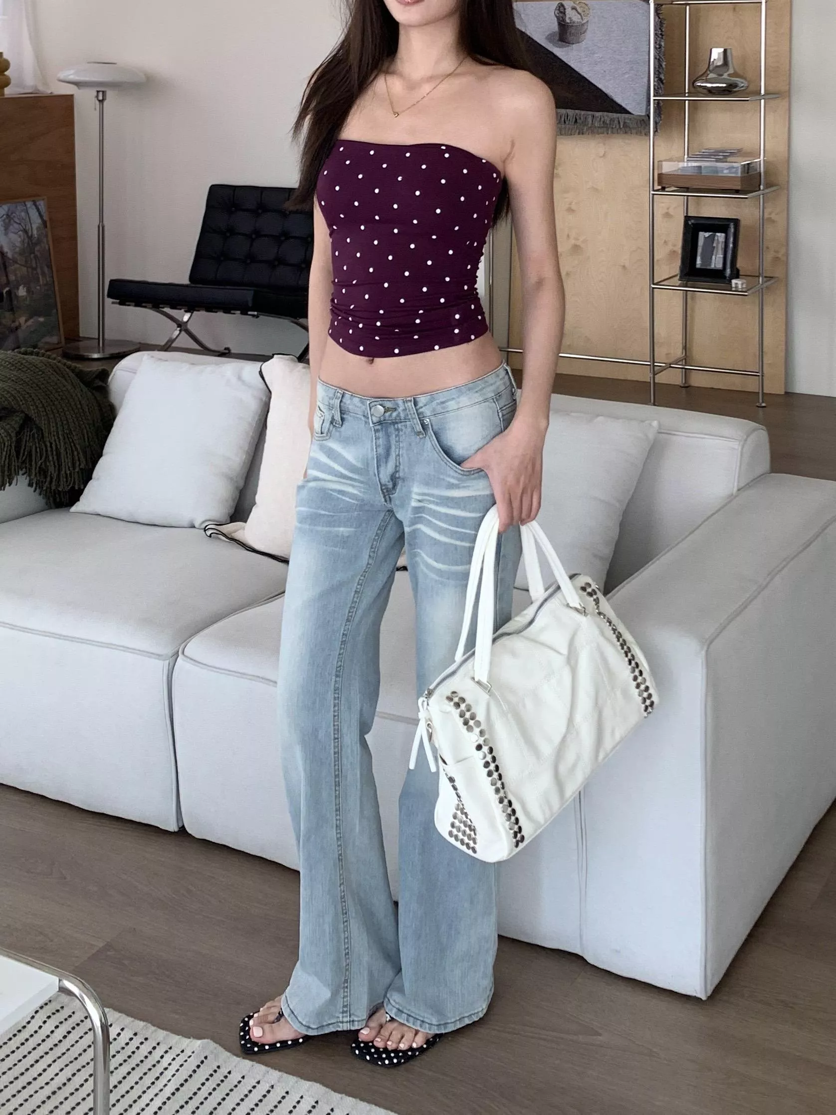美式辣妹低腰淺藍刷色牛仔褲(blue)(S-XL)