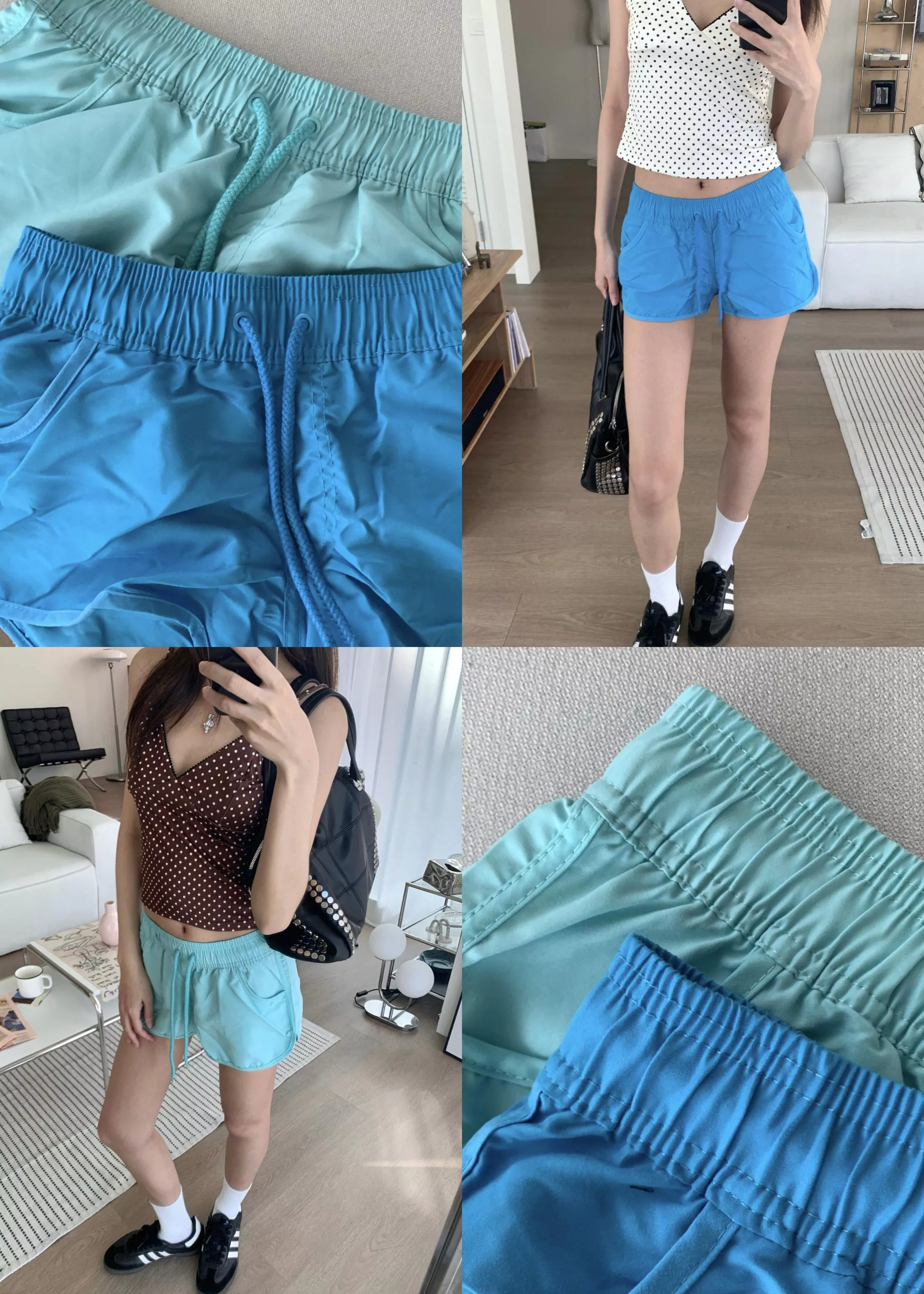 夏季透氣休閒短褲(blue/green)(S-XL)