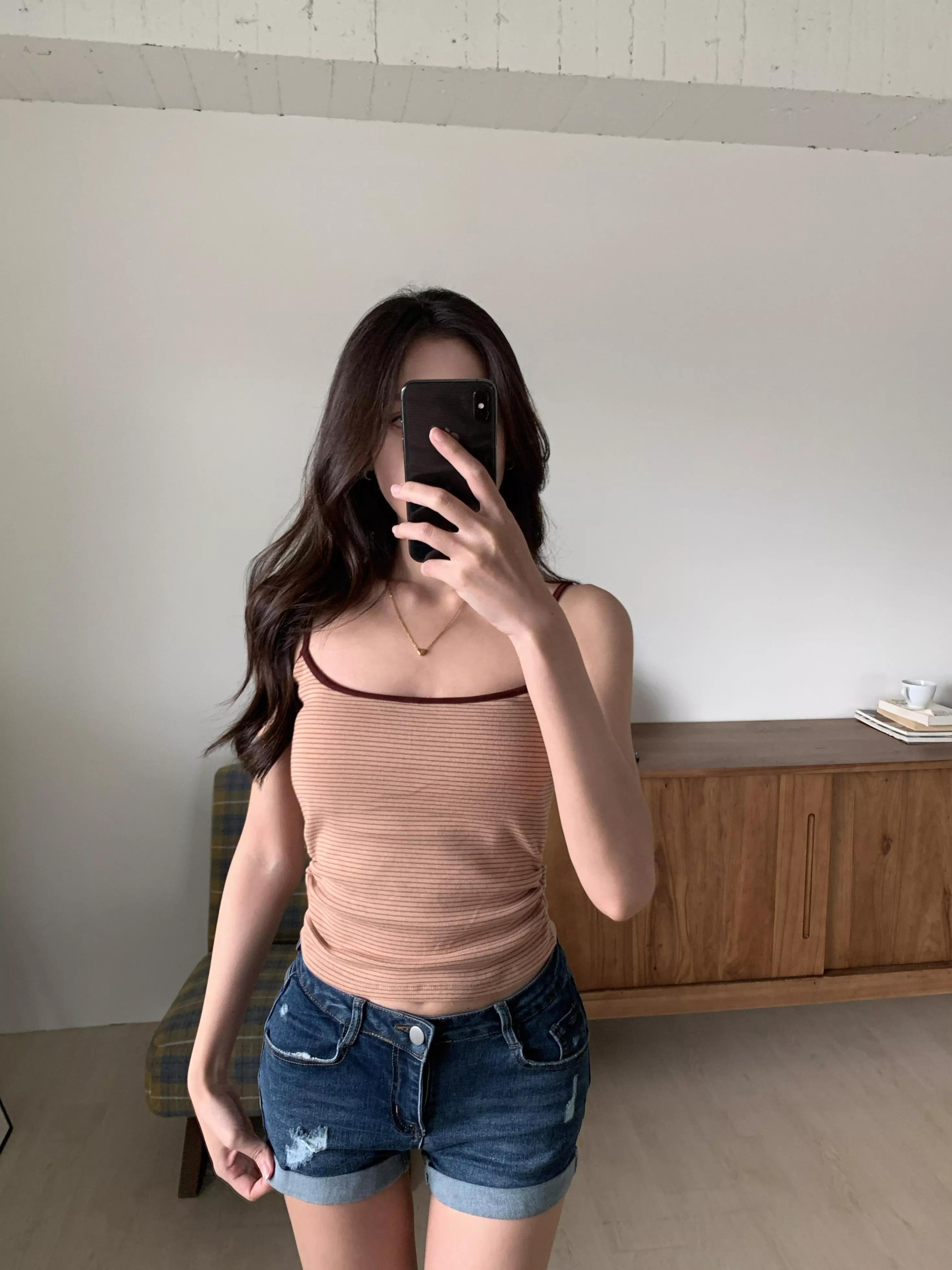 本期大推♡撞色條紋吊帶bra top(light brown/dark brown)(F)