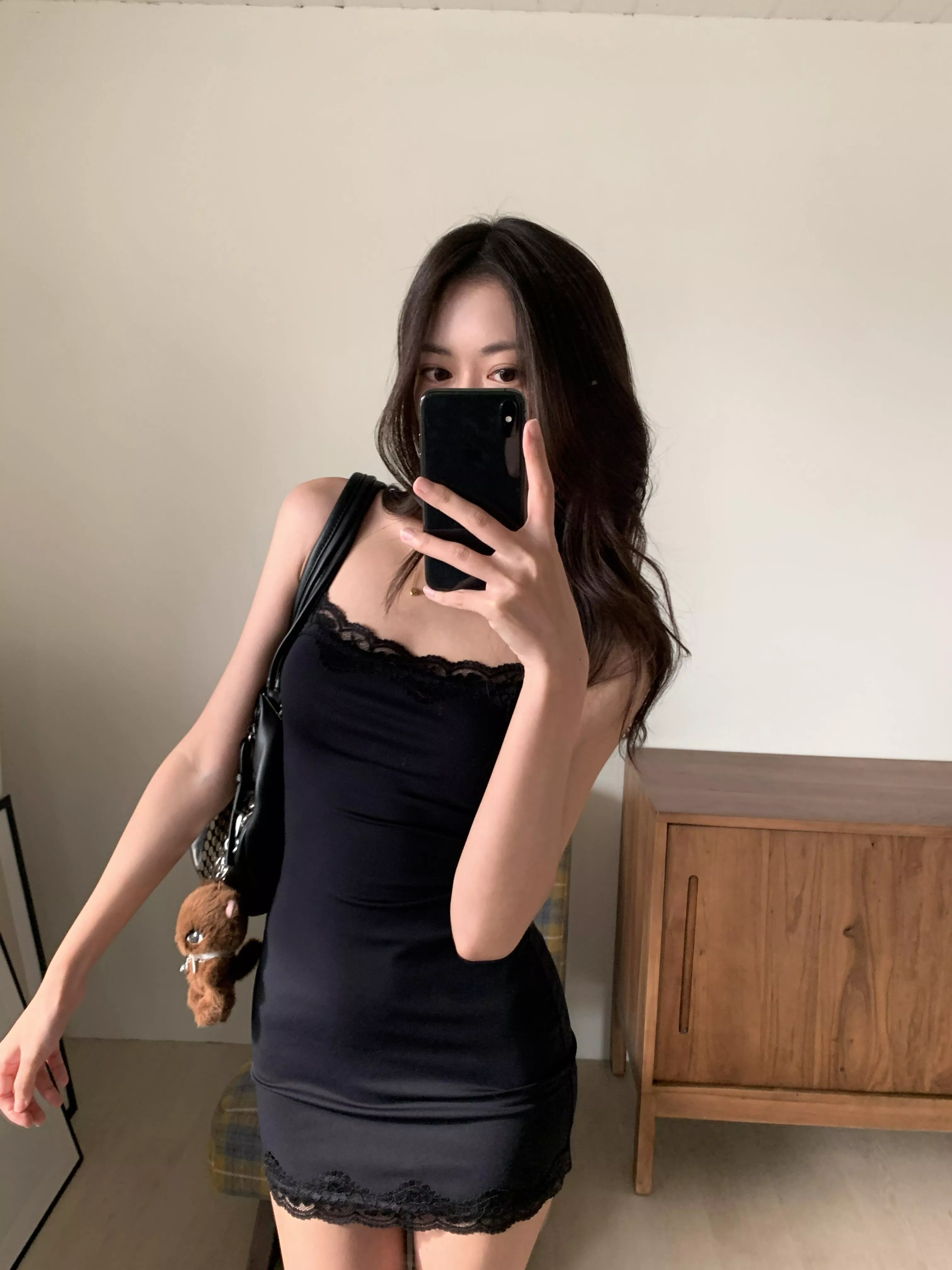 本期大推♡蕾絲飾邊包臀短洋裝(black/brown)(S/M/L)