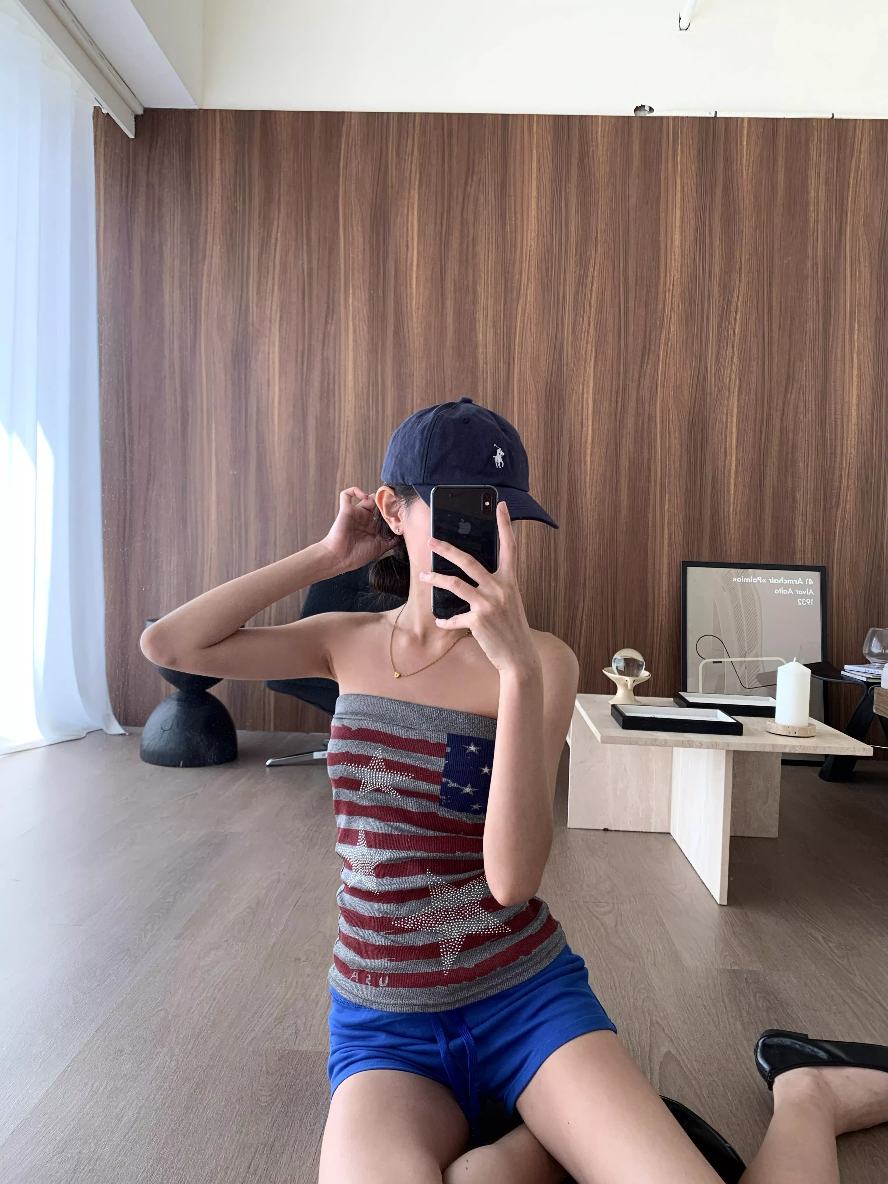 USA星星燙鑽平口(grey)(S/M)