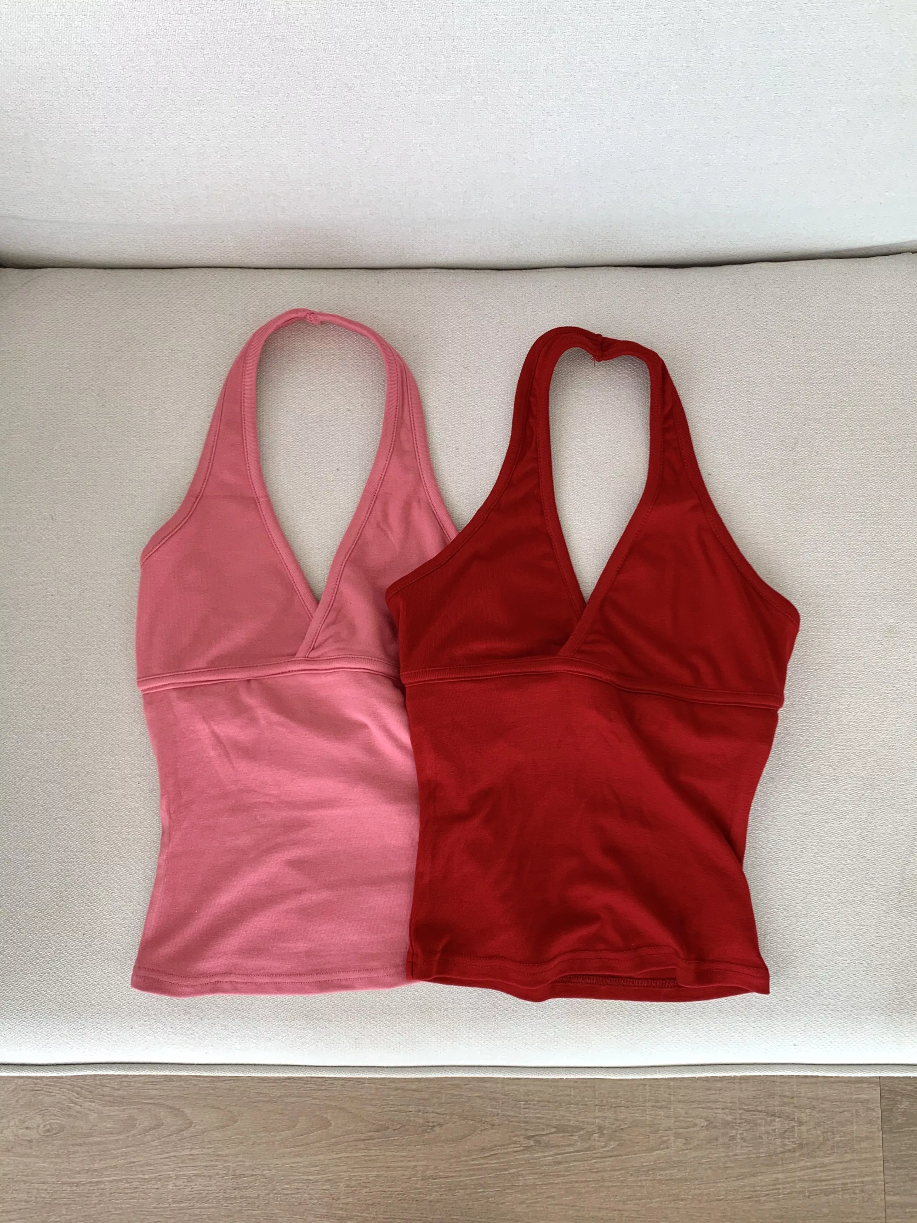 彈力掛脖V領bra top(red/pink)(S/M/L)
