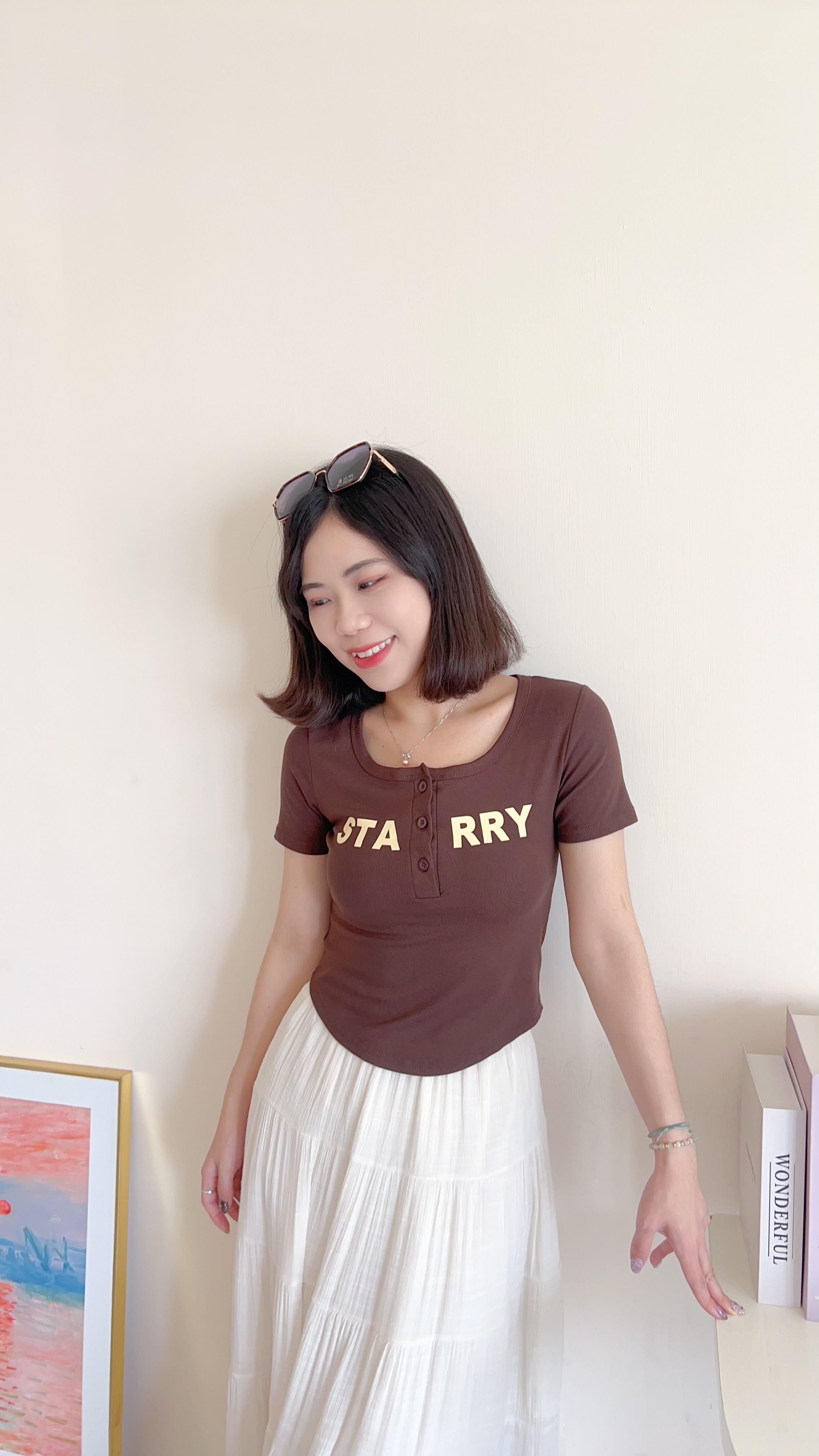 Sta配色字母修身Tee