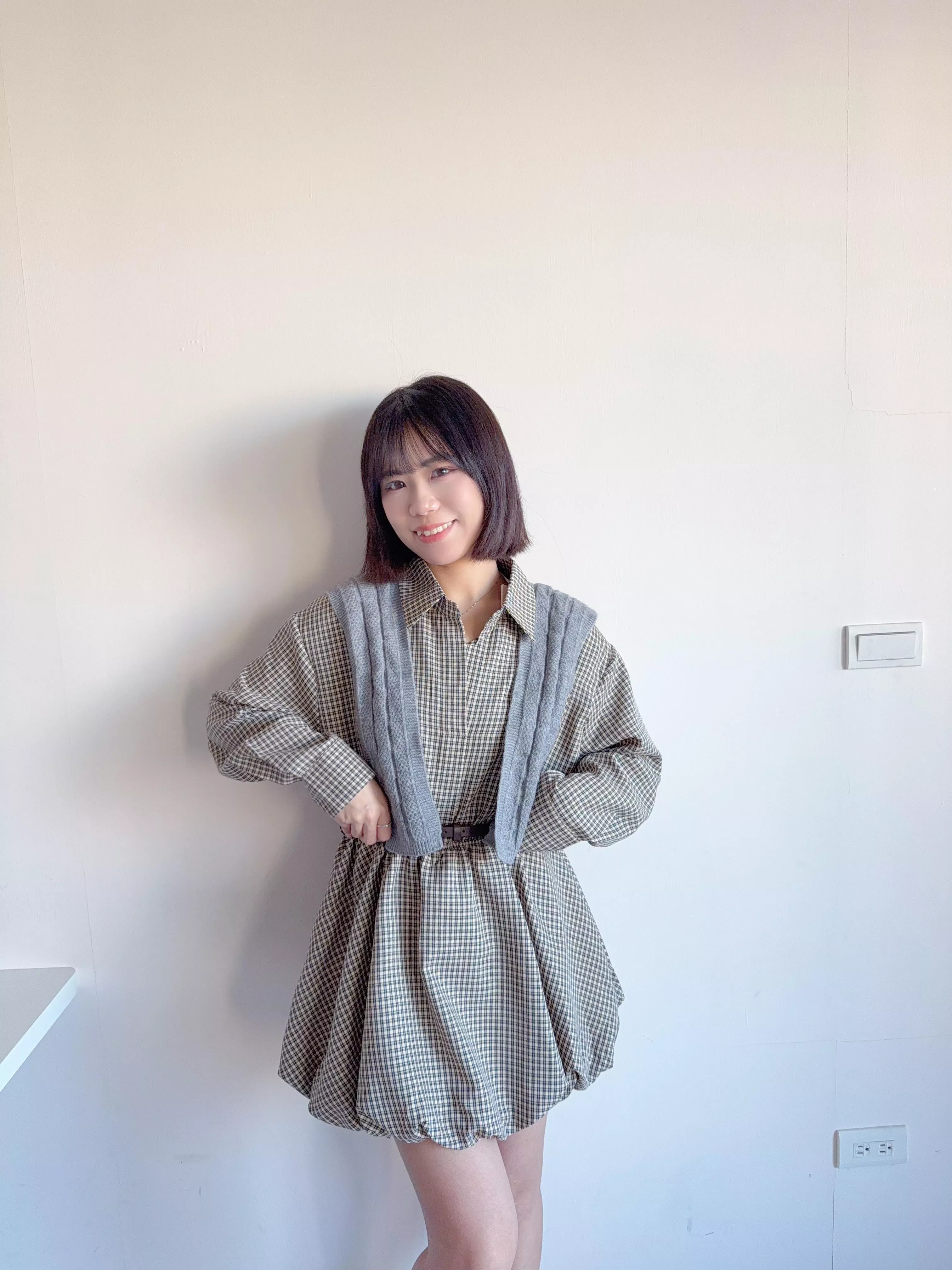 經典格紋蓬蓬短洋裝