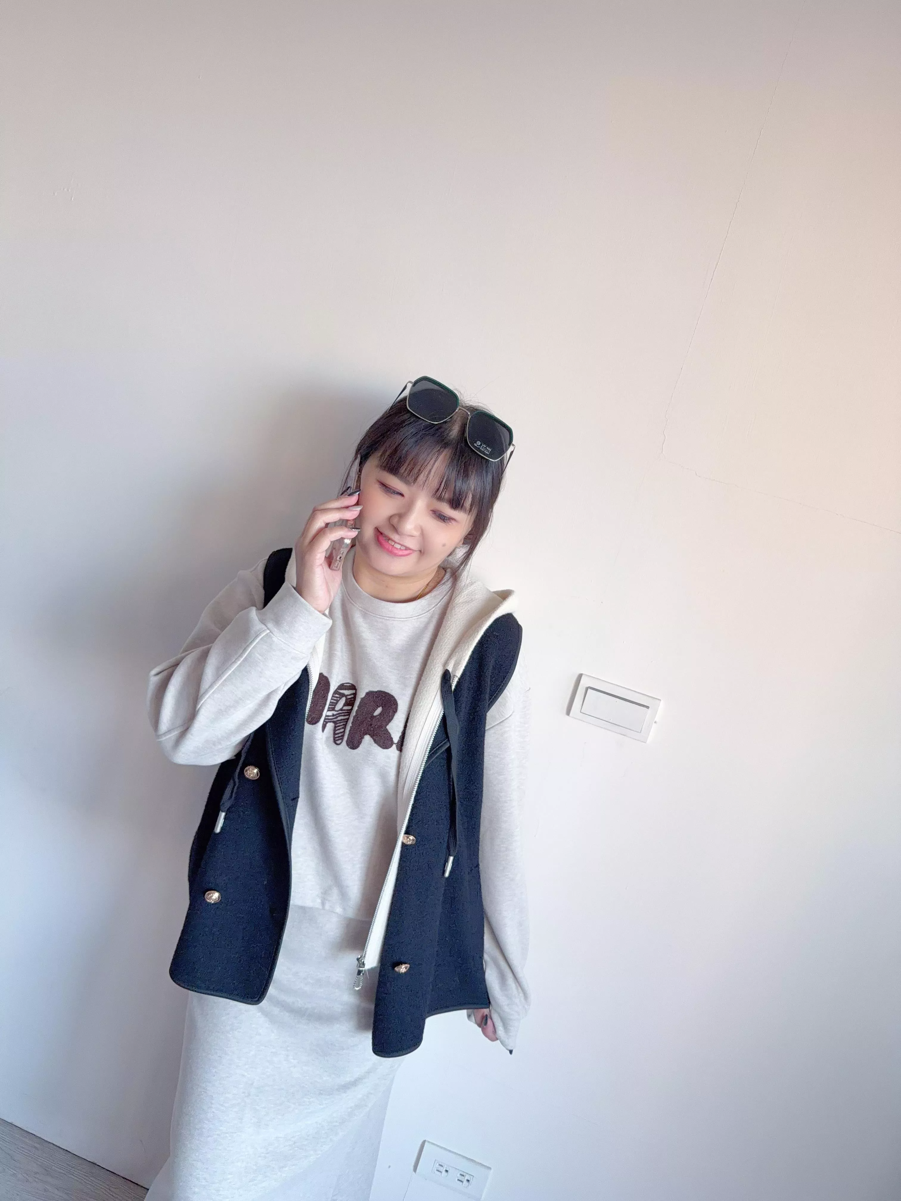 連帽假兩件式背心