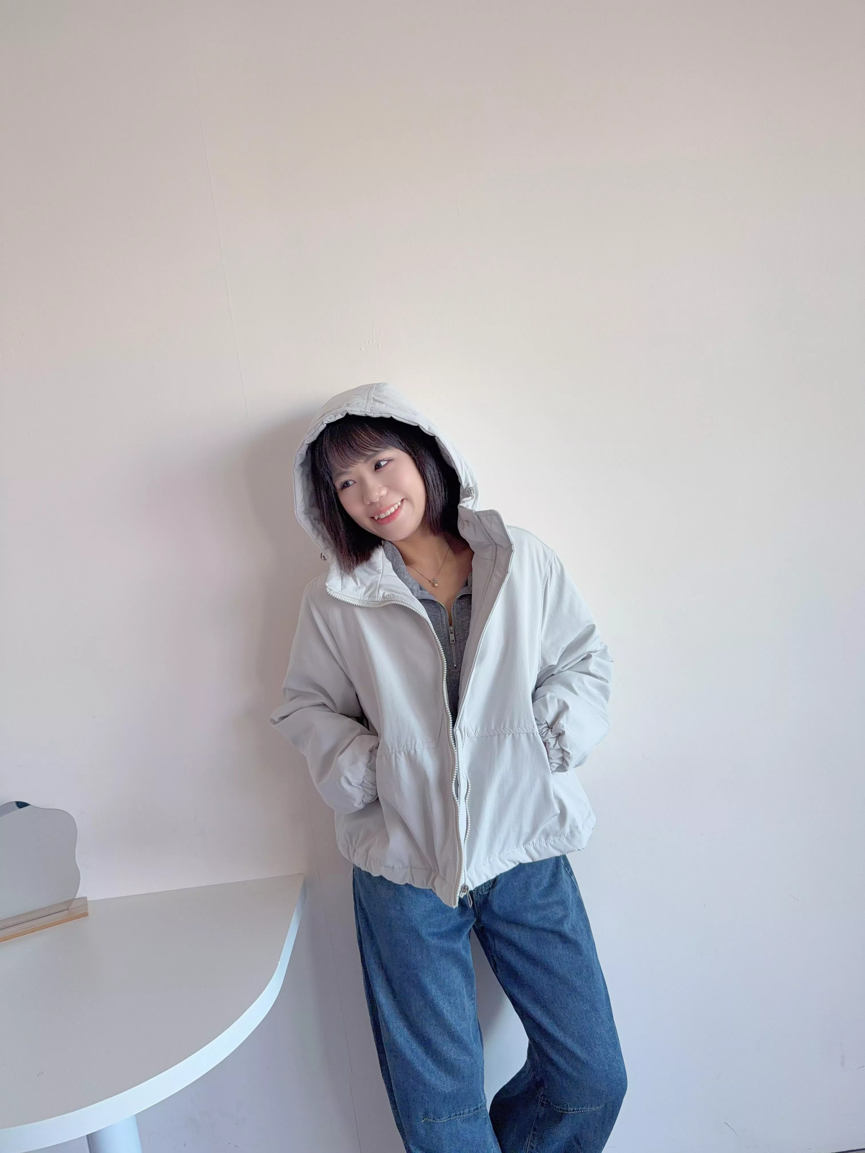 短版刷毛連帽外套