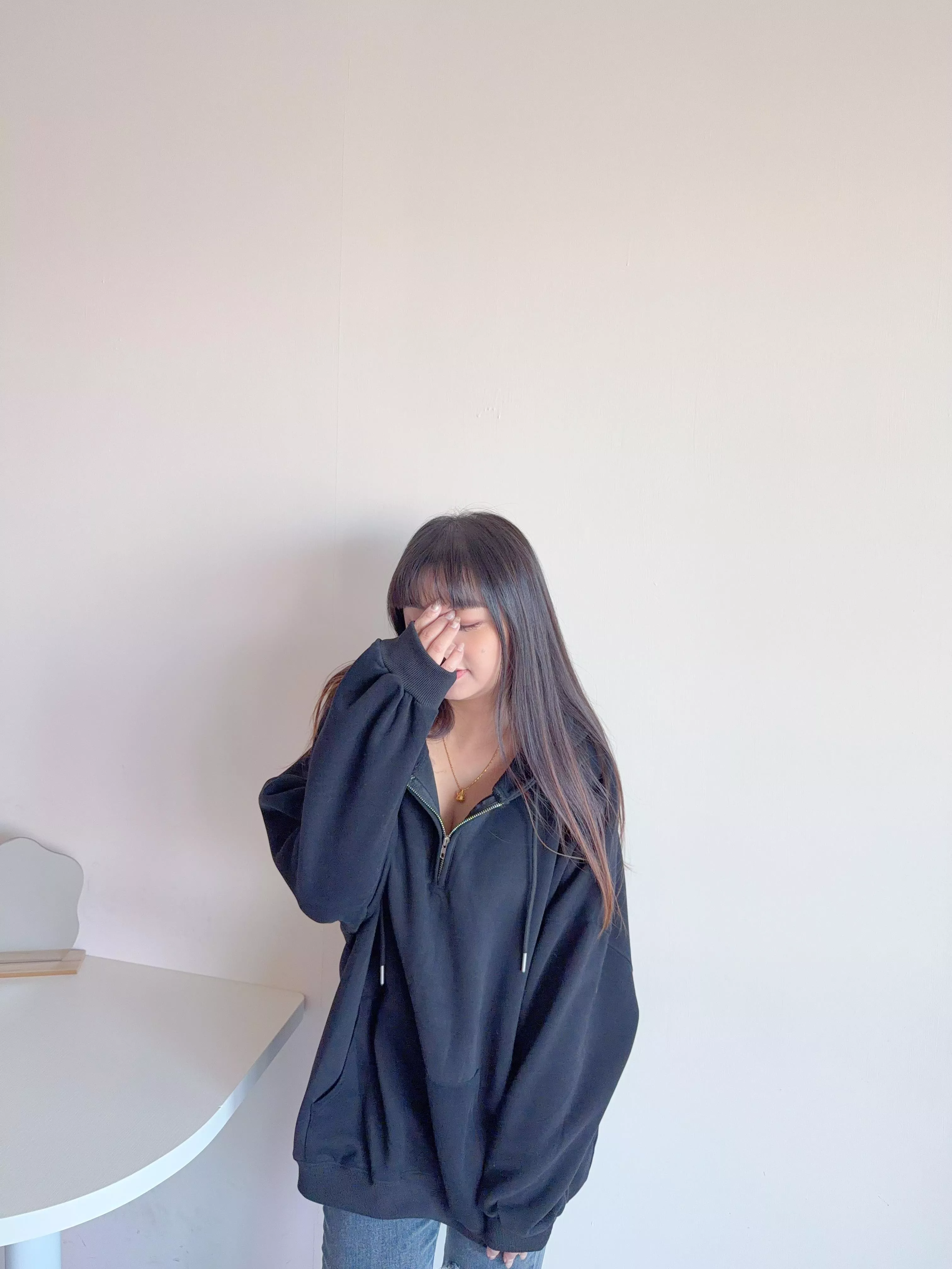 連帽Over Size素色Tee