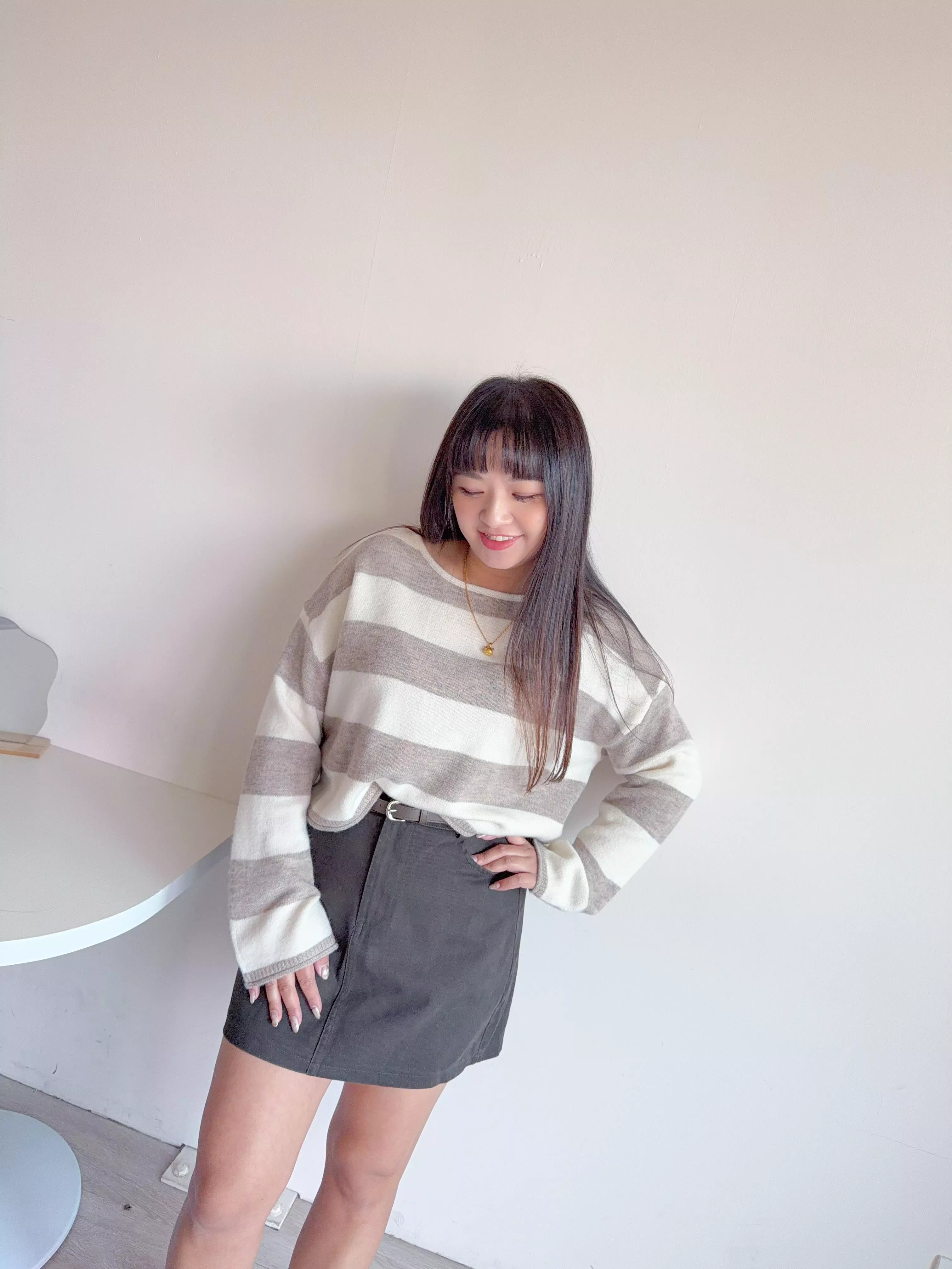 配色針織短版上衣