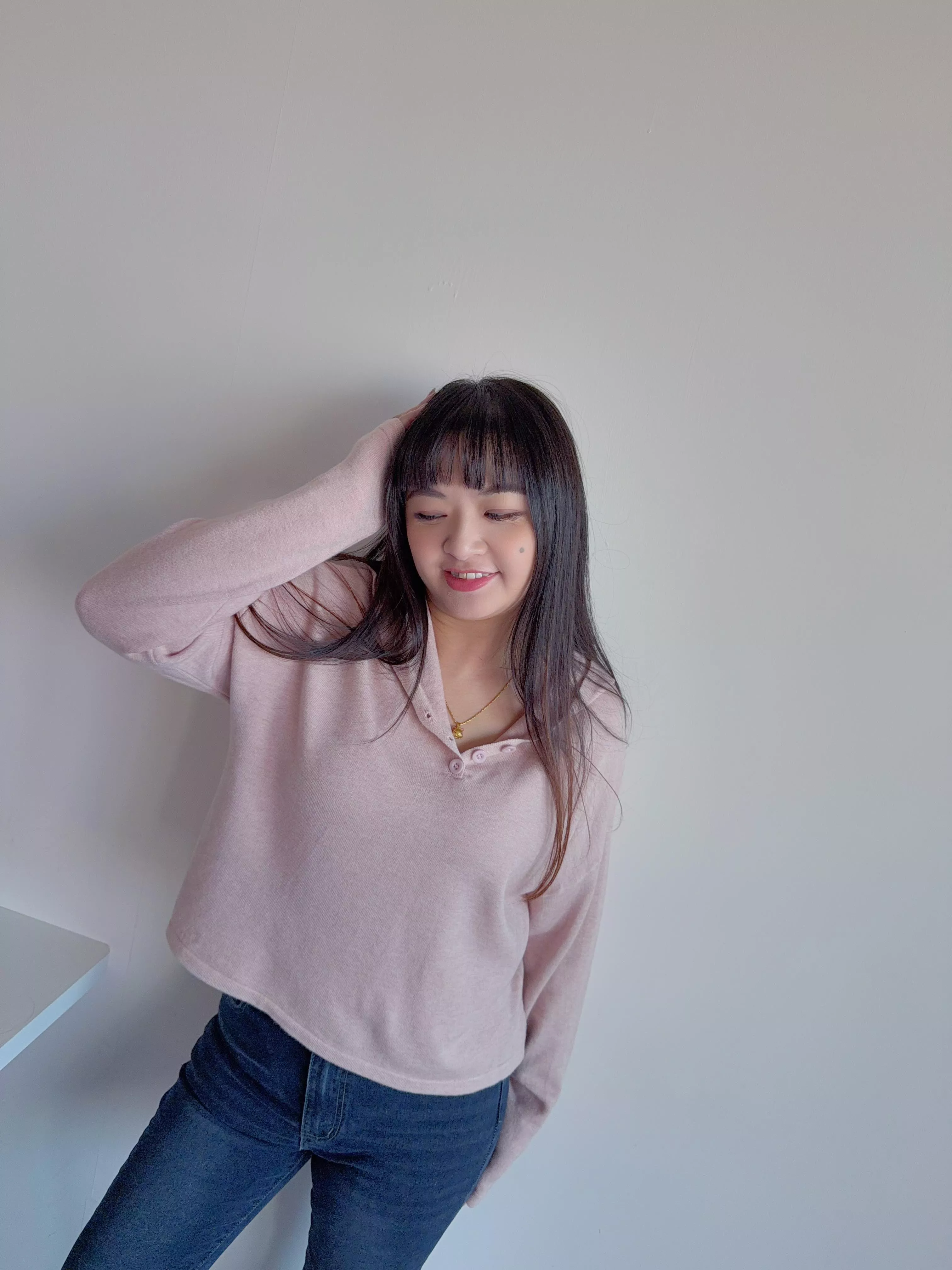 開釦連帽針織上衣