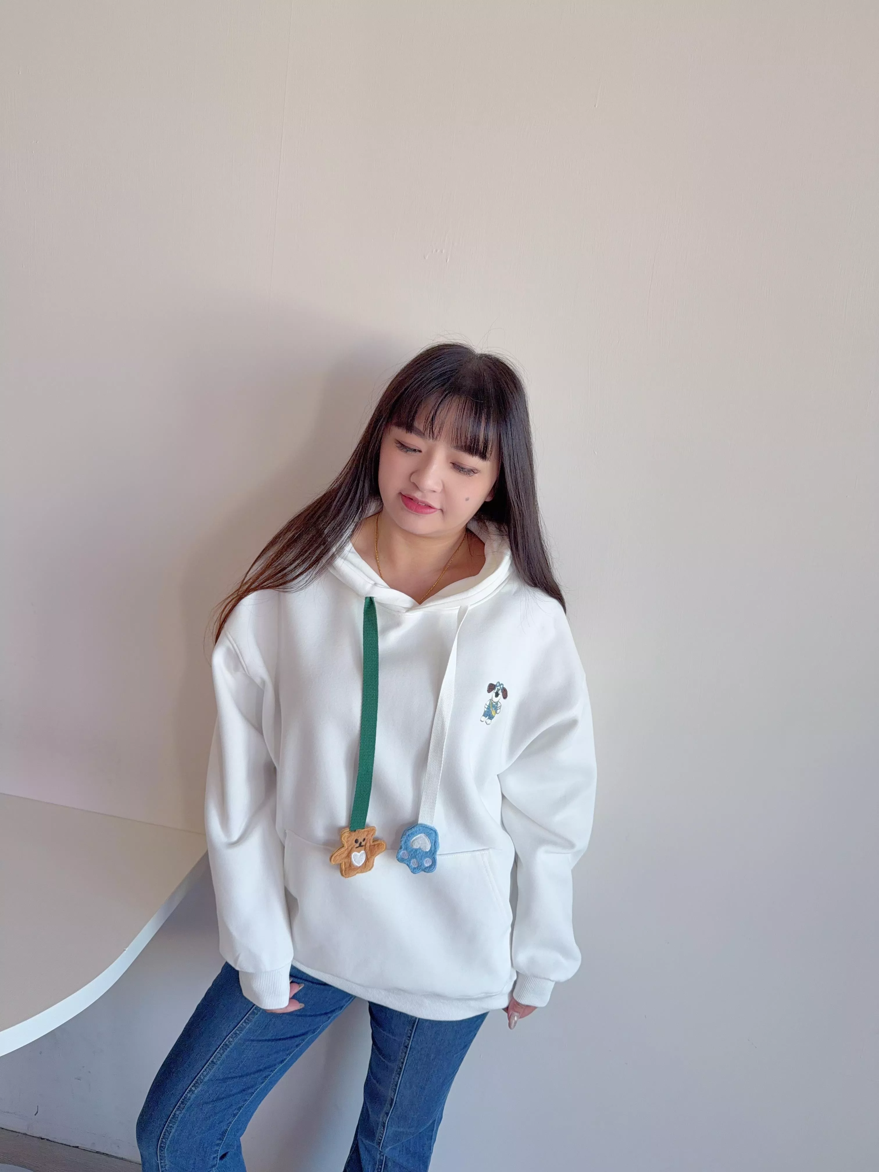 造型九宮格狗狗刺繡帽Tee