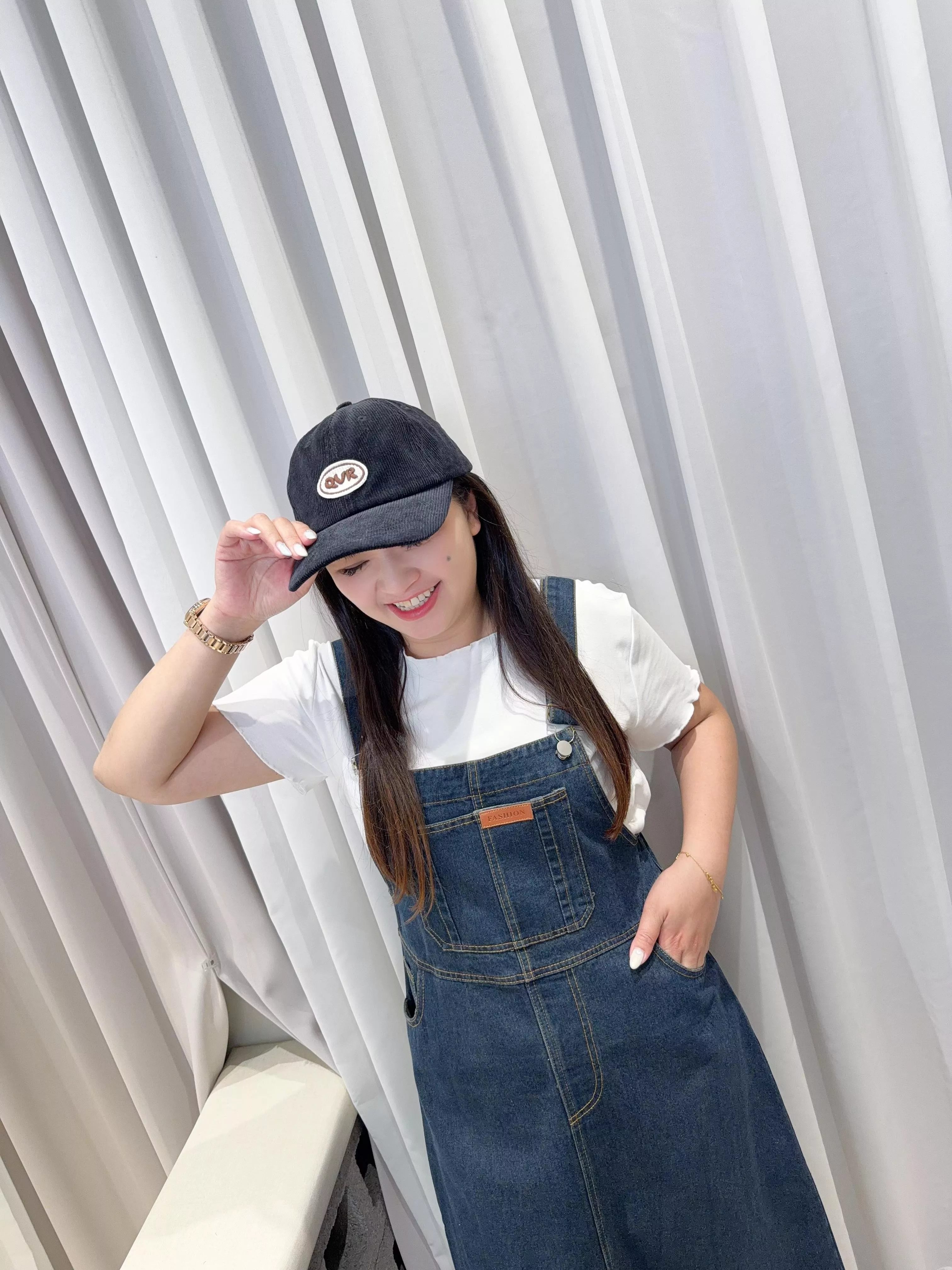 復古開衩直筒吊帶裙