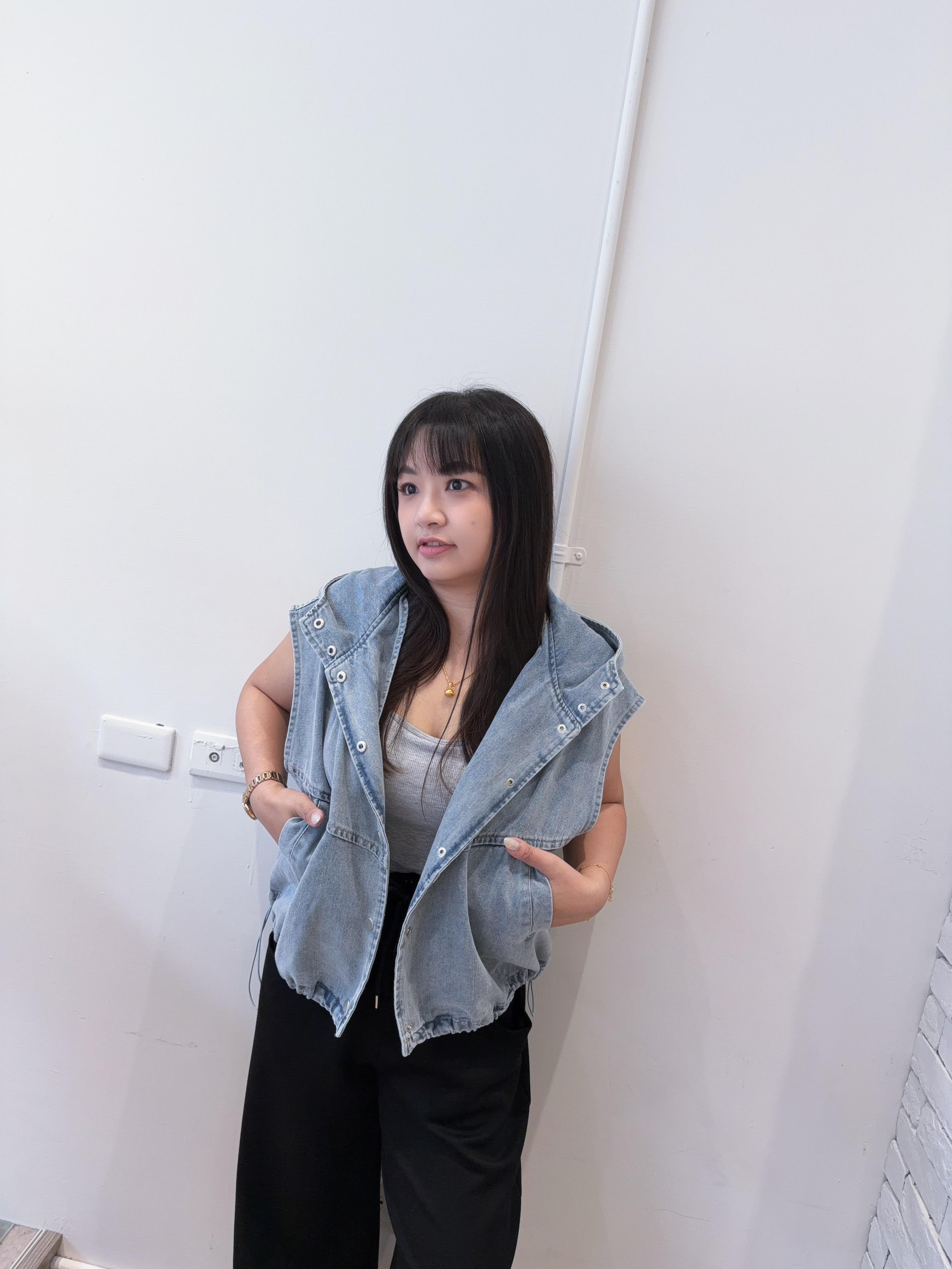 連帽牛仔口袋背心