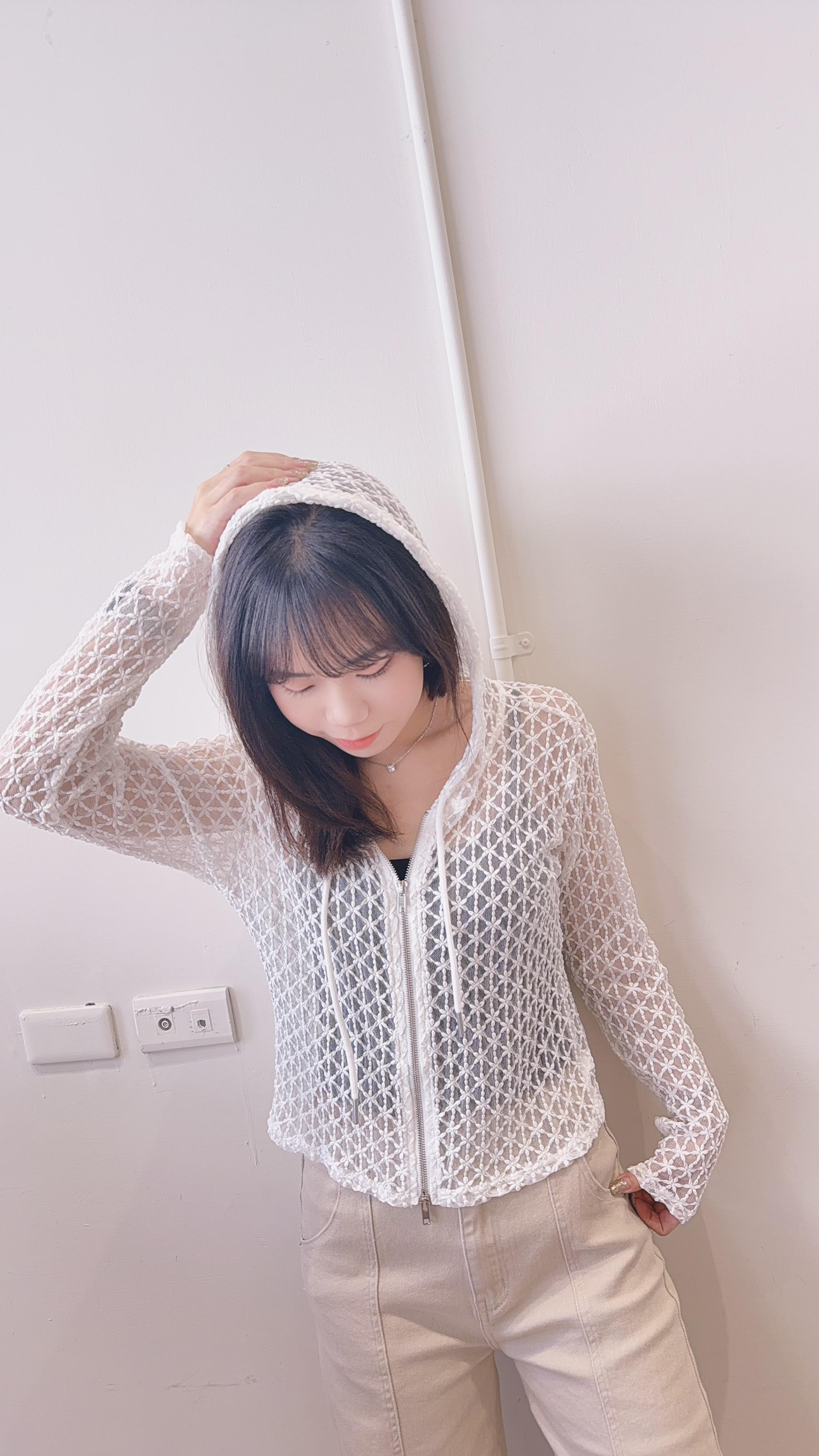 小花蕾絲連帽外套
