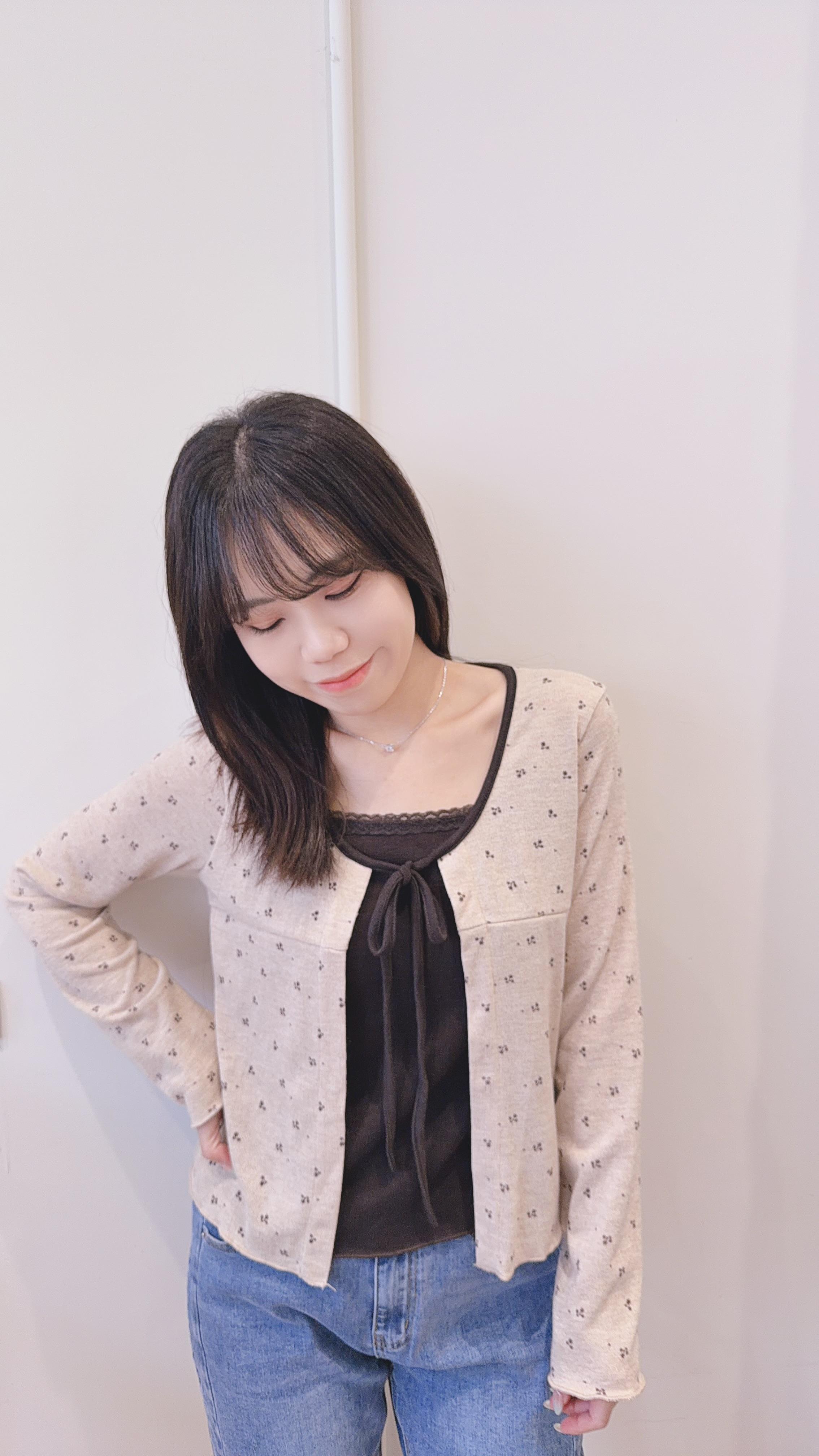 碎花蕾絲假兩件上衣