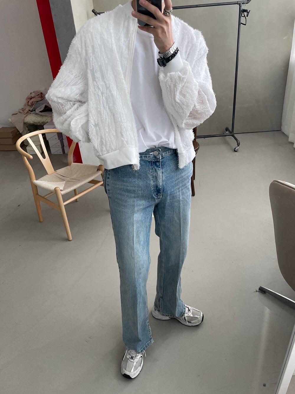 小心機切邊牛仔褲