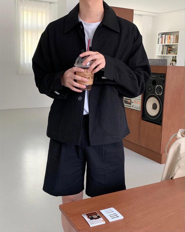 衣櫥少了這套拉/亞麻夾克短褲套裝-2色