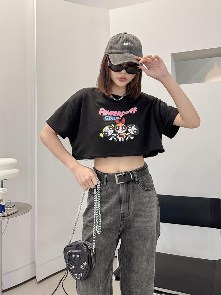 9620  獨家，巨Q小女警不修邊短T