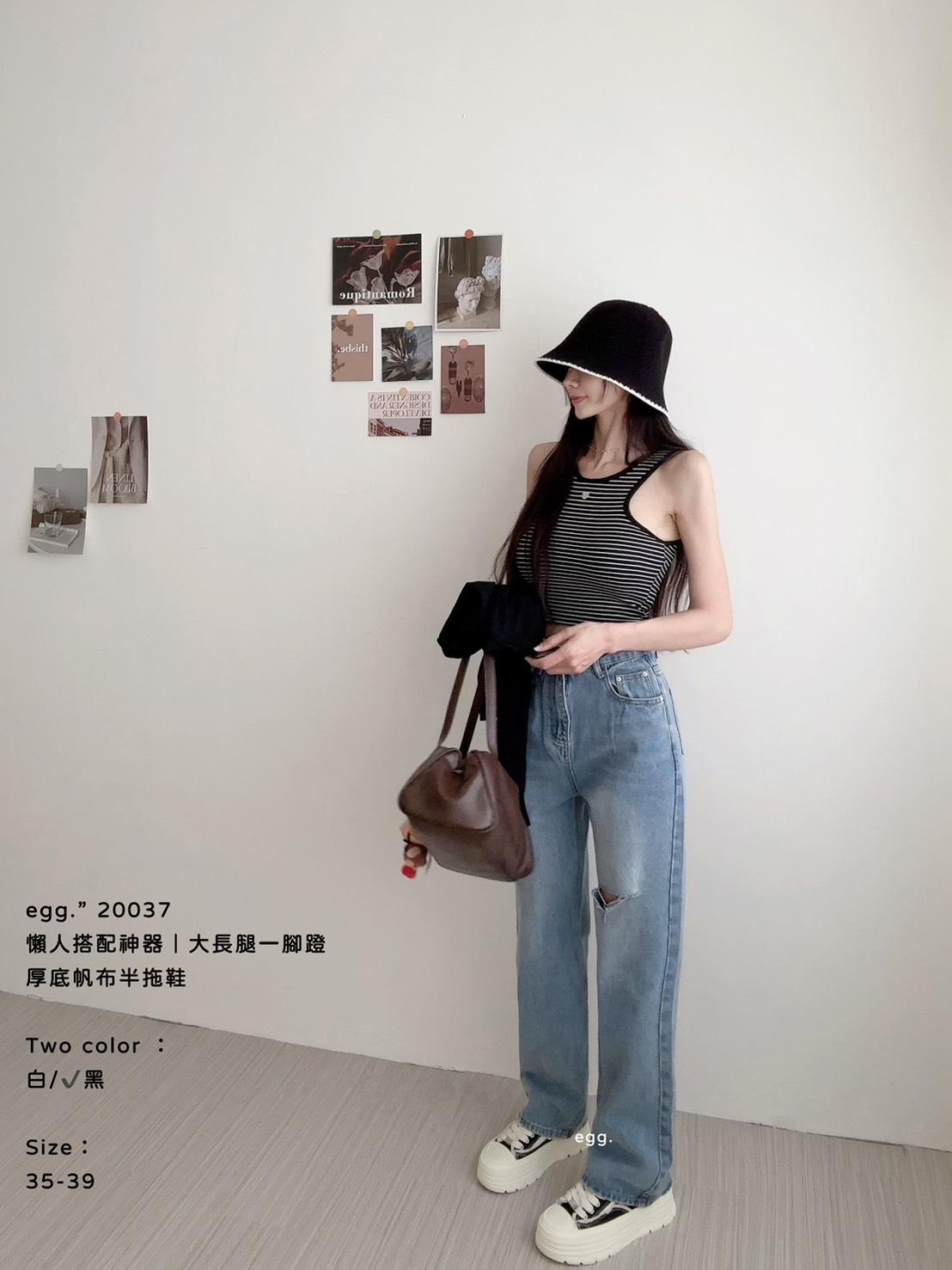 20037   厚底帆布半拖鞋
