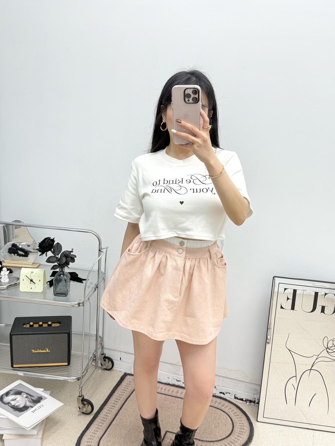 88019   方糖女孩雙腰頭牛仔短裙