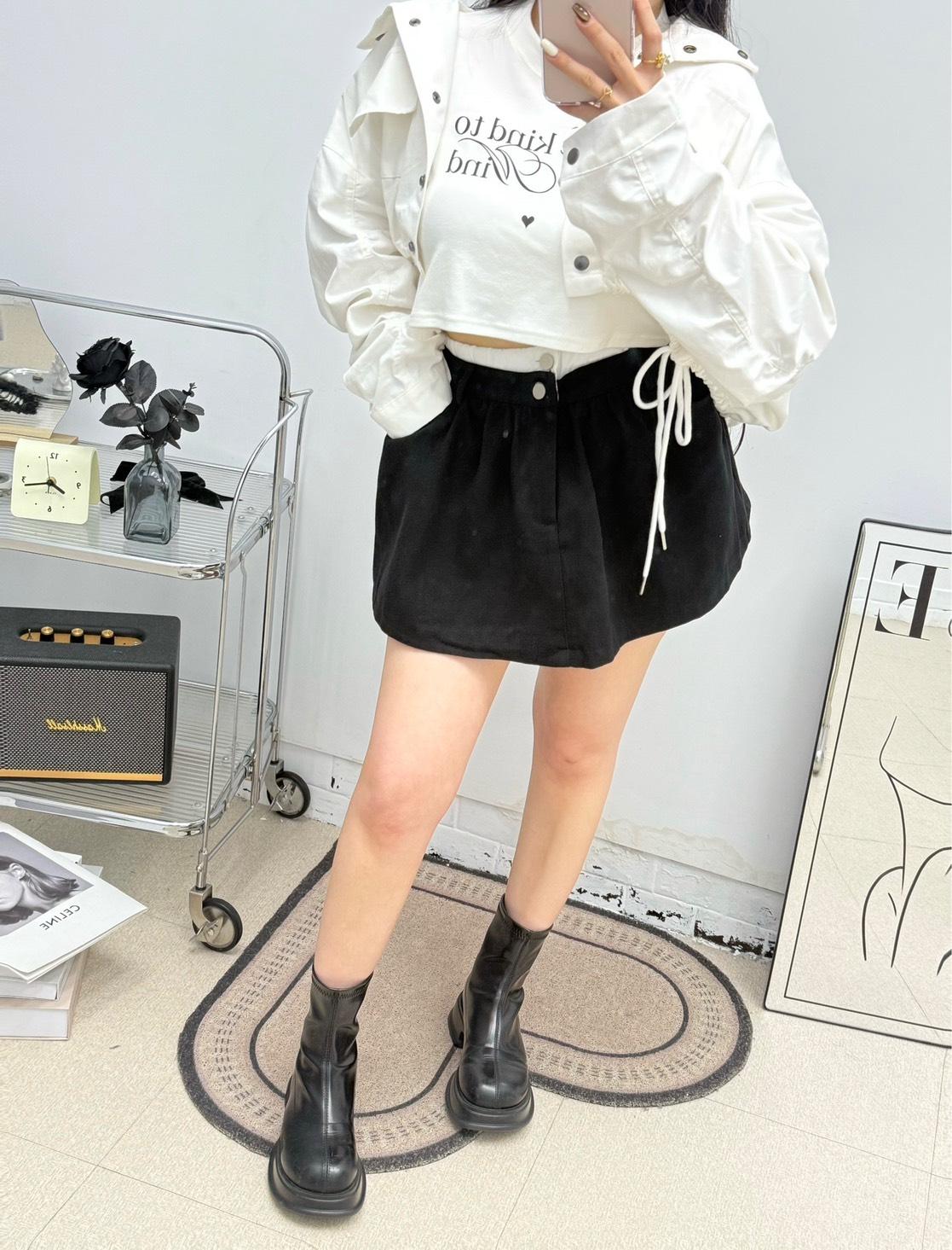 88019   方糖女孩雙腰頭牛仔短裙