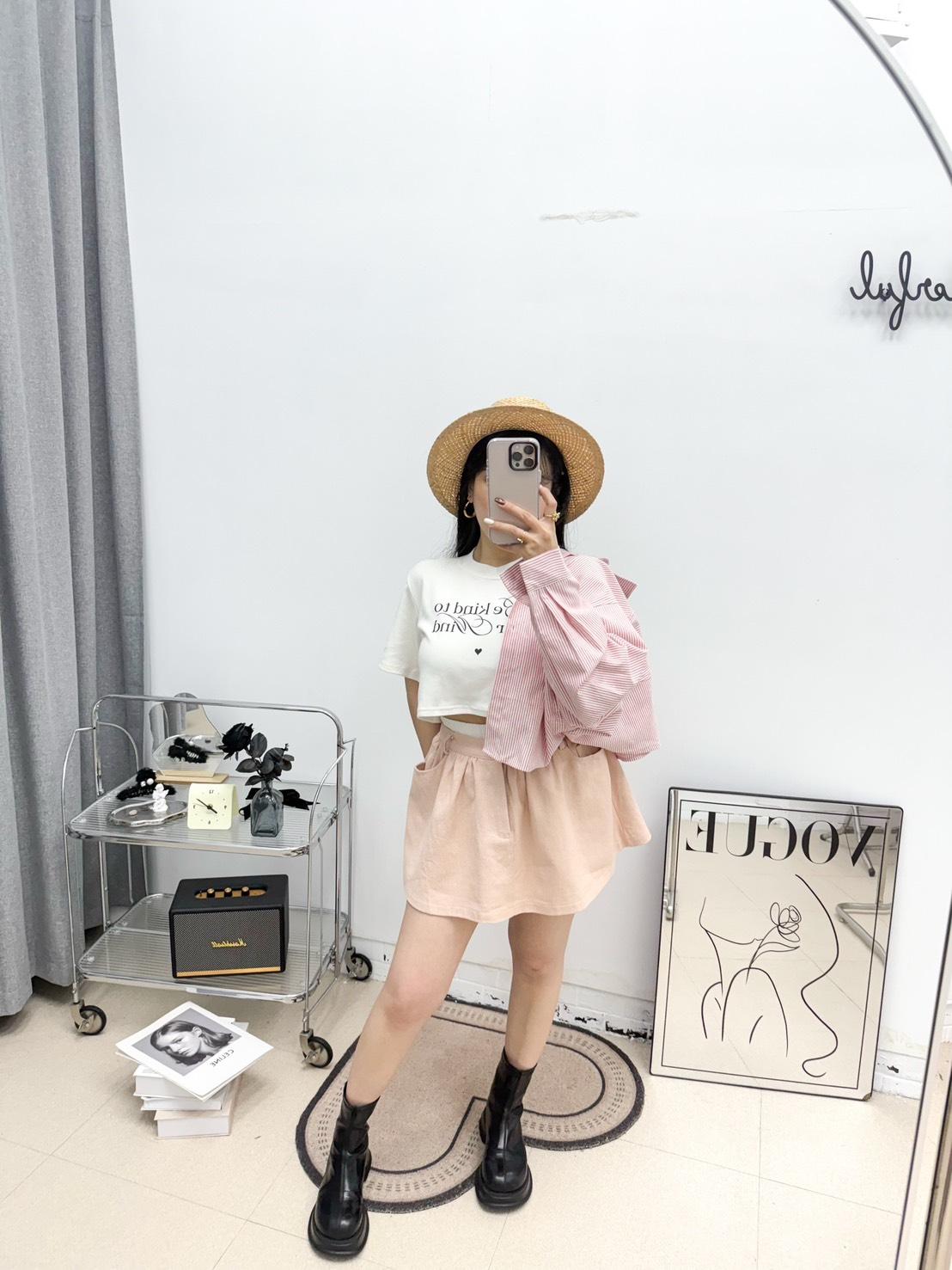 88019   方糖女孩雙腰頭牛仔短裙