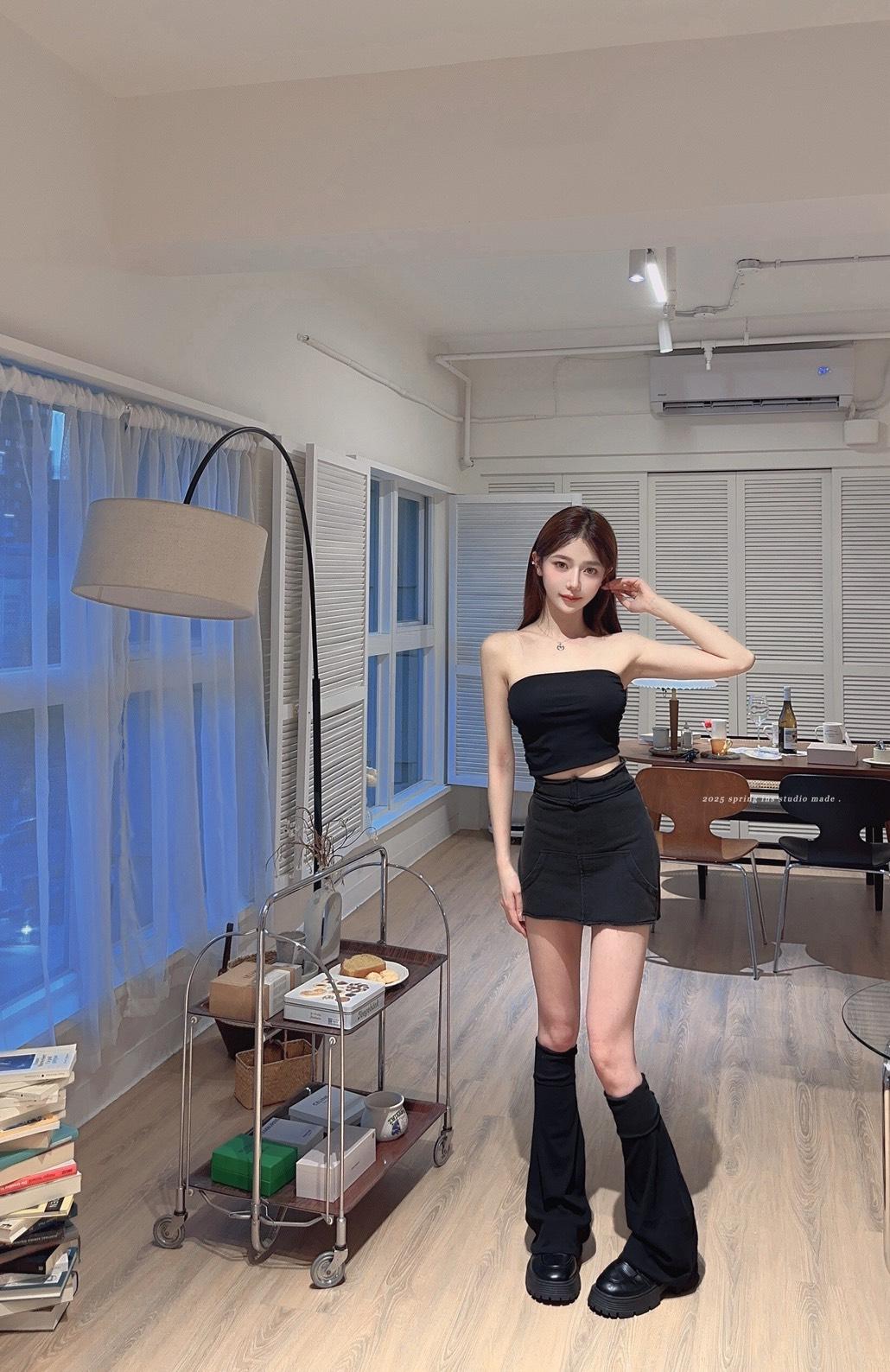951   獨家，水洗灰低腰辣妹半身裙