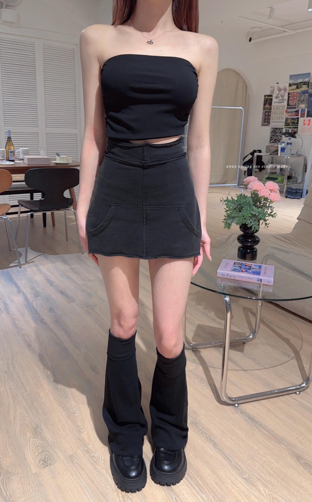 951   獨家，水洗灰低腰辣妹半身裙