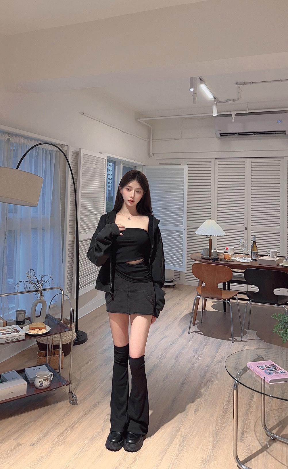 951   獨家，水洗灰低腰辣妹半身裙