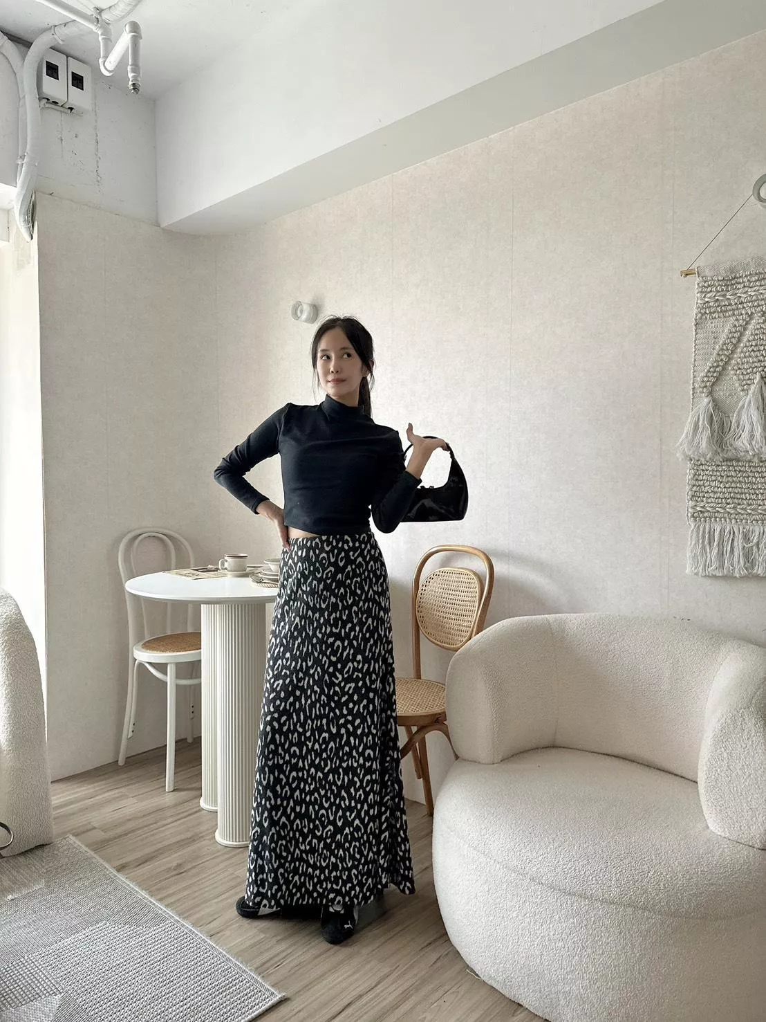 78990  棉質針織豹紋長裙