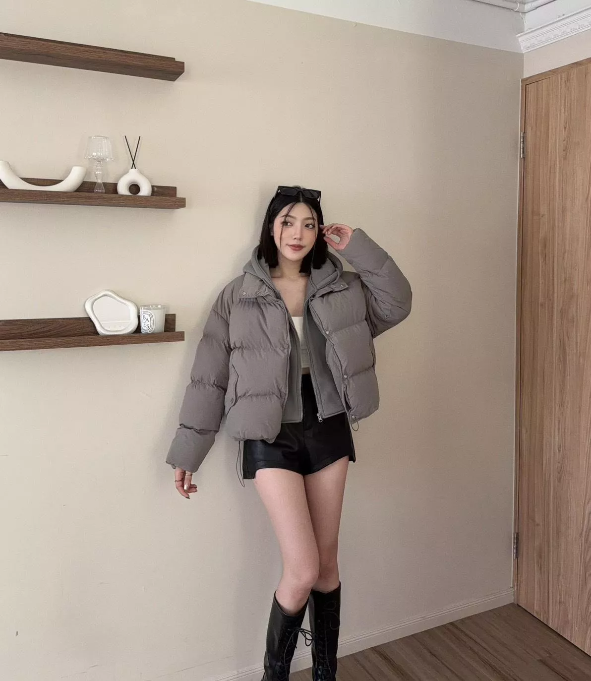 6617   冬季禦寒假兩件連帽麵包外套