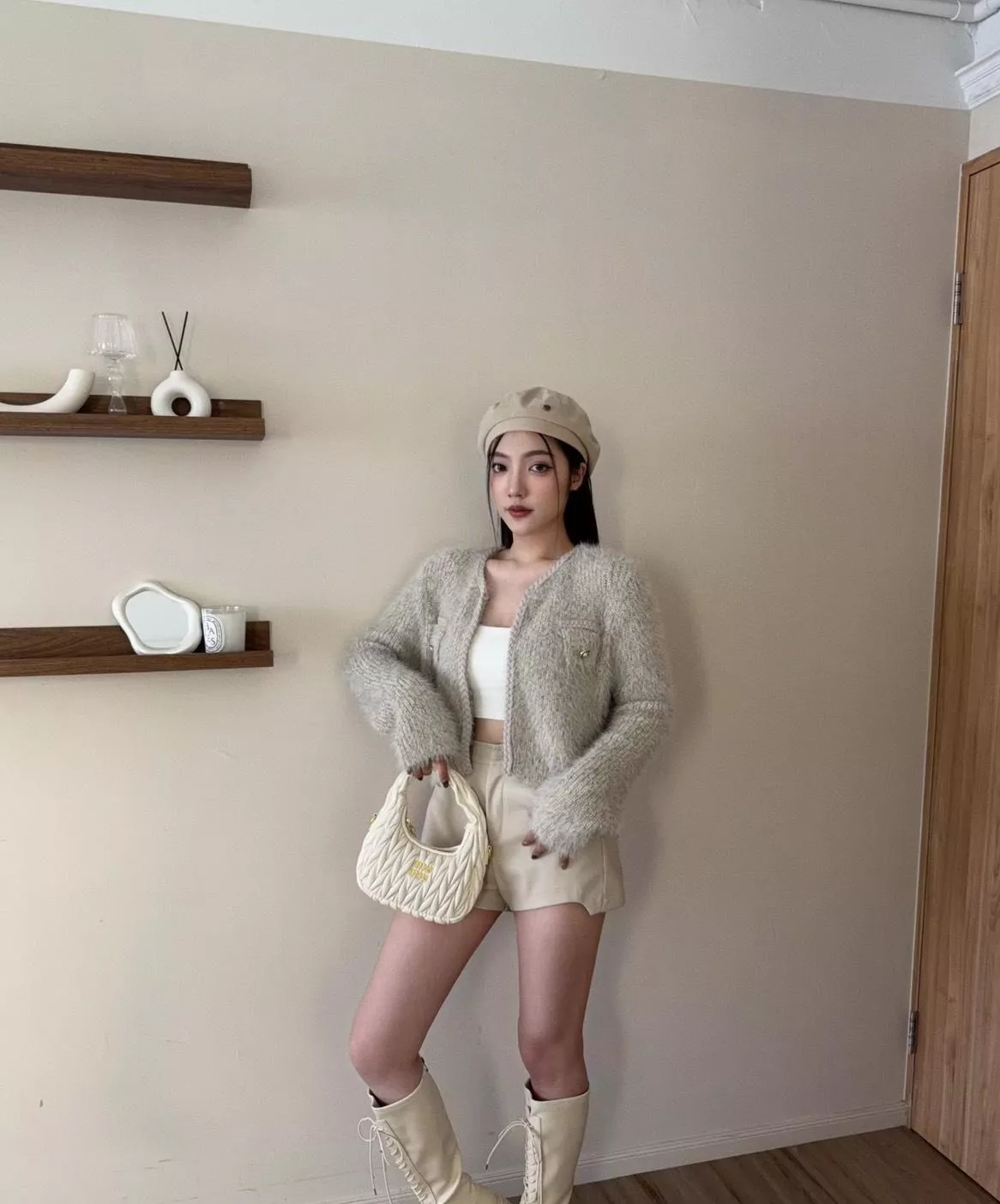 5133-1   小香風麻花編織水貂毛外套