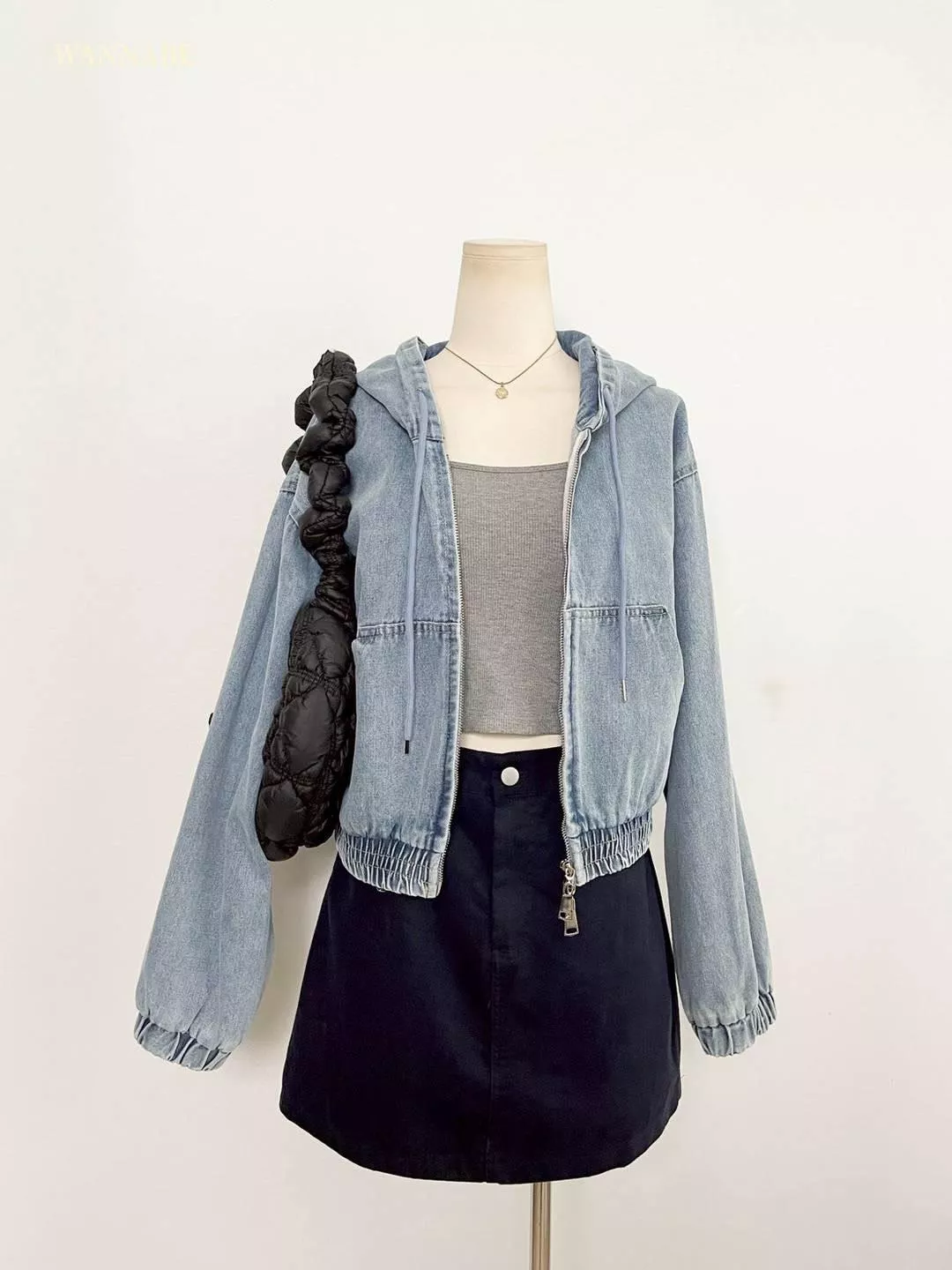 3019543   連帽拉鍊牛仔外套